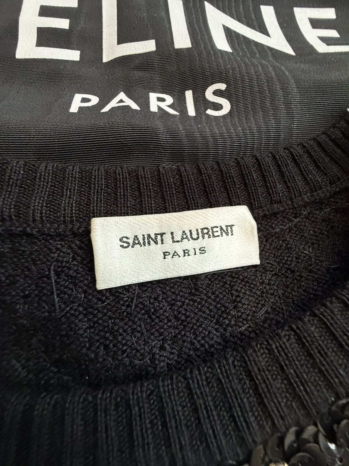 Saint Laurent Paris FW17 Saint Laurent crystal sequin embroidered sweater black Size US XS / EU 42 / 0 - 15 Thumbnail