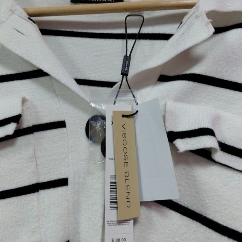 Ann Taylor NWT Ann Taylor Striped Cardigan White Black Knit Button-Up Long Sleeve Size M Women Mens Girls Size M / US 6-8 / IT 42-44 - 4 Thumbnail