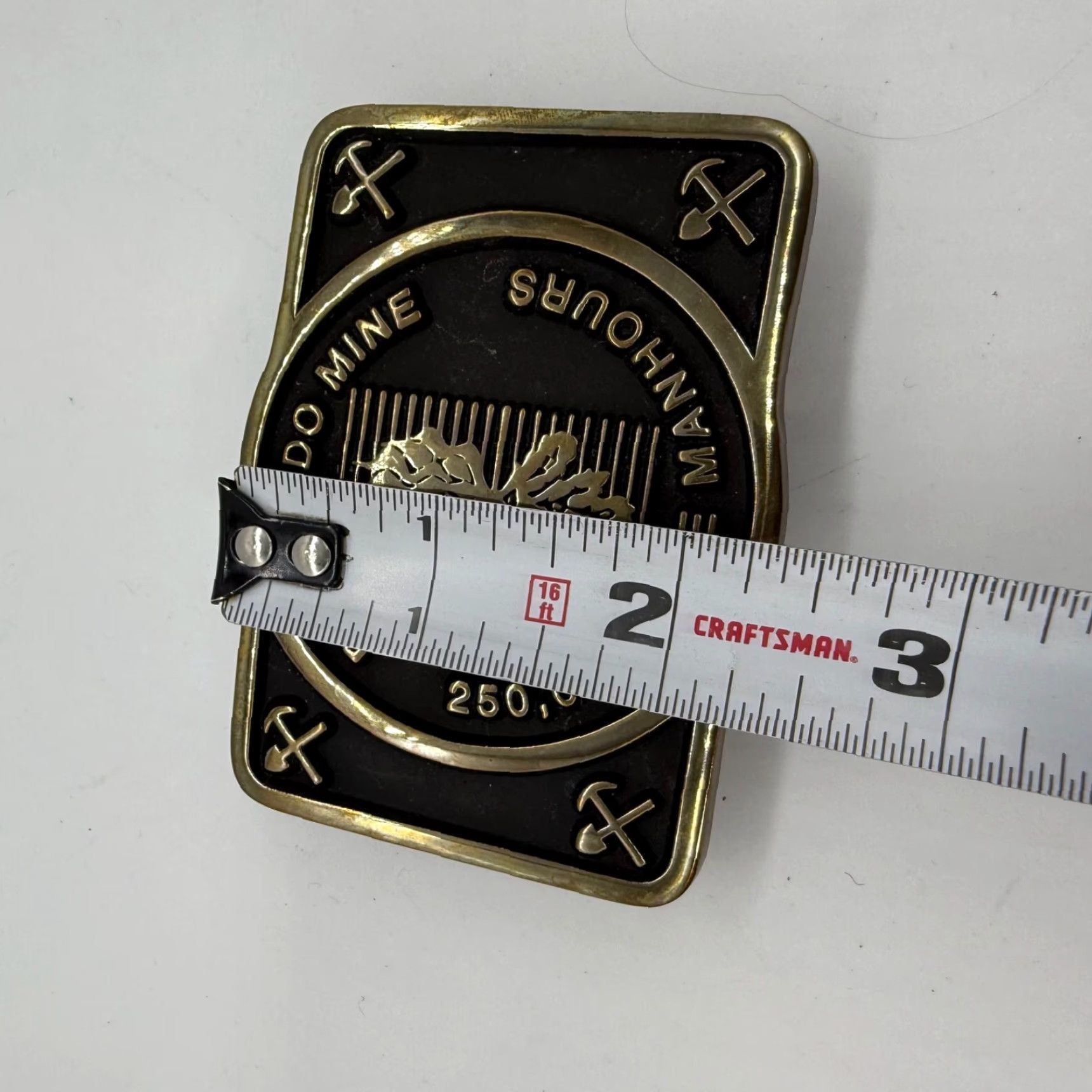 Vintage Anacortes Brass Works LTD Deserado Mine Belt Buckle Square Brass Handmade Limited Men Black/Gold Belt Buckle Size ONE SIZE - 2 Thumbnail