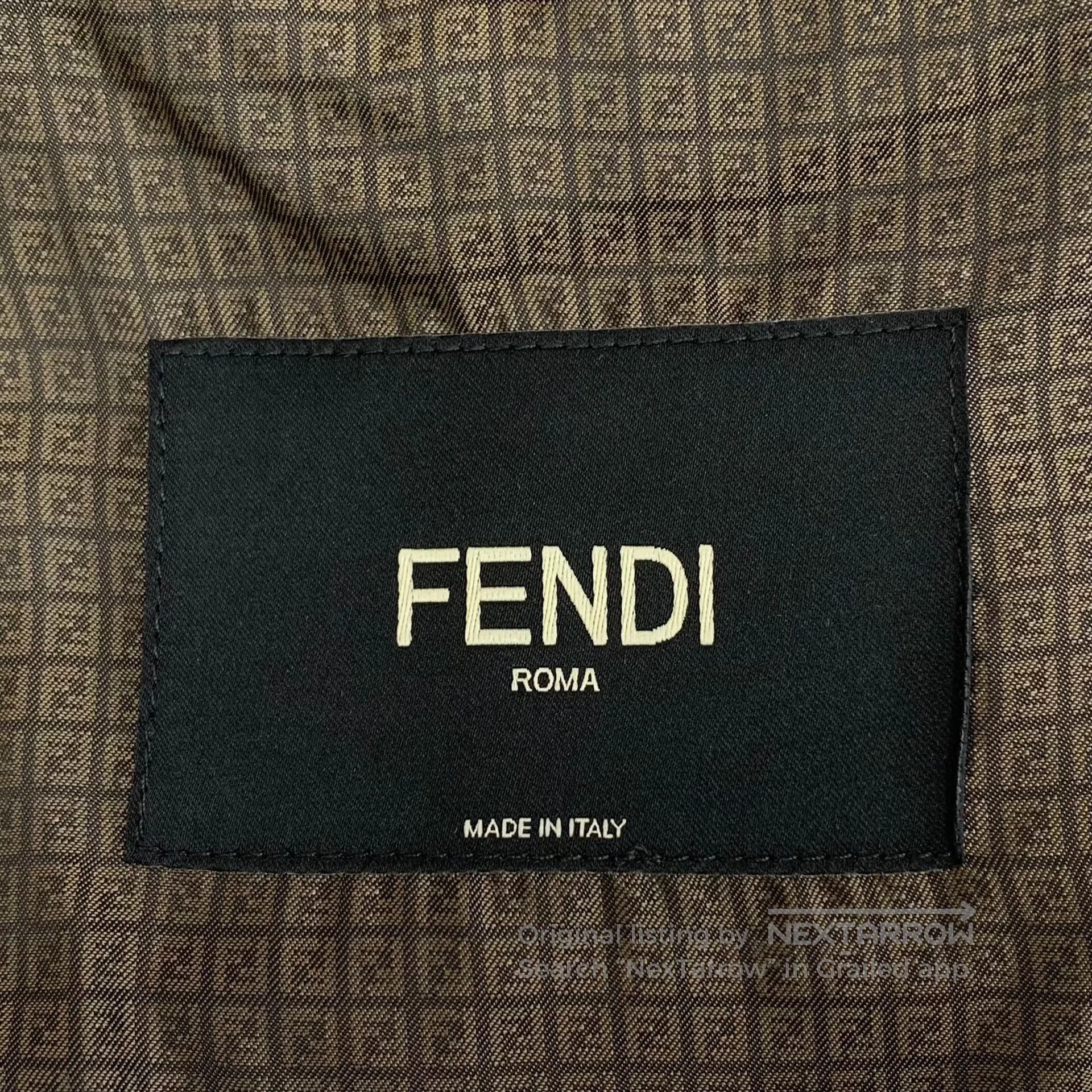 Fendi FENDI Khaki logo lapel cotton zipper jacket| Size US L / EU 52-54 / 3 - 6 Thumbnail