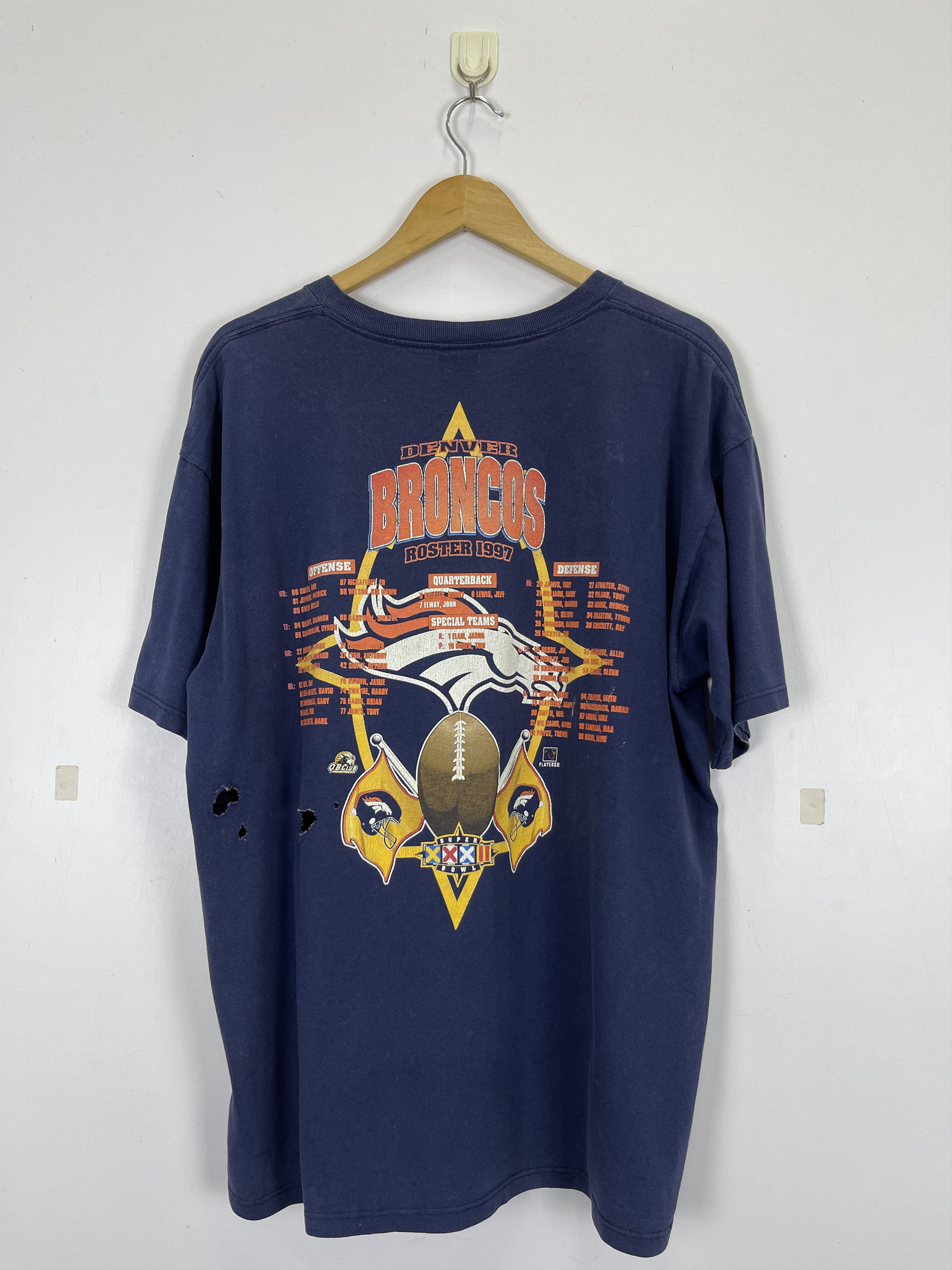 NFL × Starter × Vintage 90s Vintage Denver Broncos Super Bowl XXXII Tee TA0440 Size US L / EU 52-54 / 3 - 3 Thumbnail