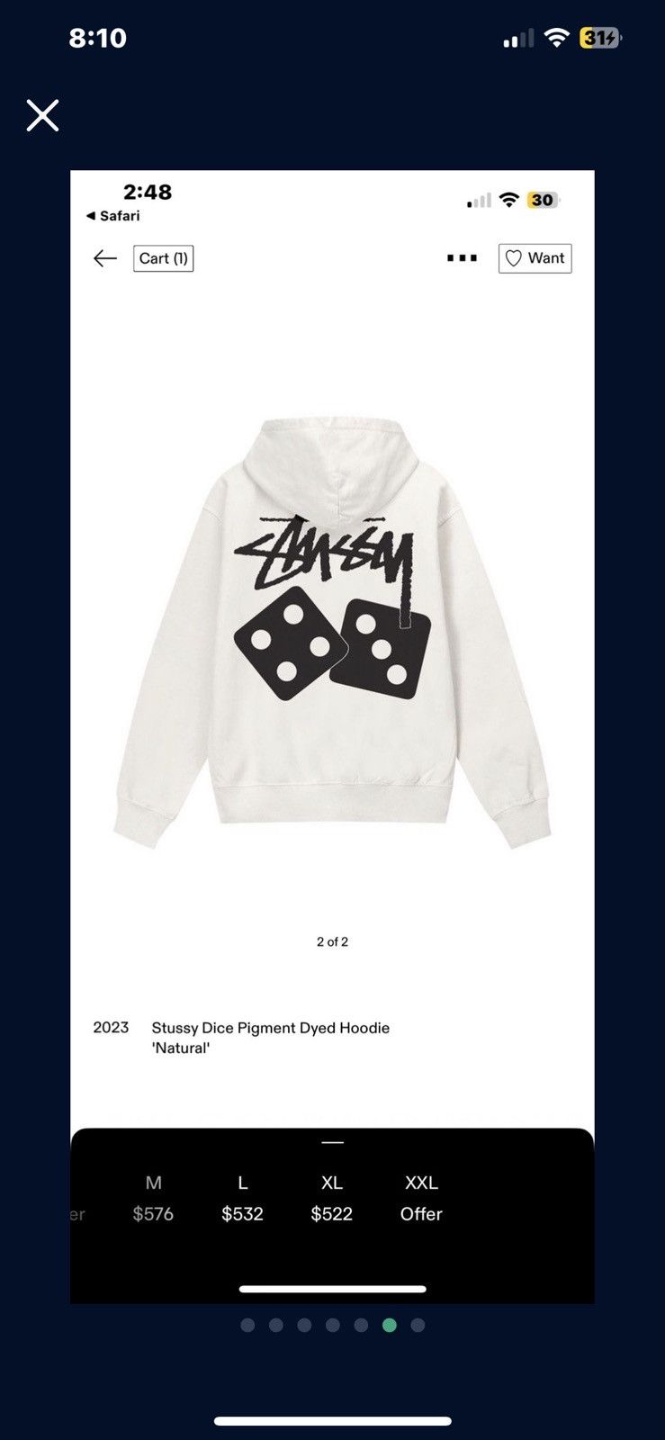Other Stussy dice hoodie xl men Size US XL / EU 56 / 4 - 6 Thumbnail