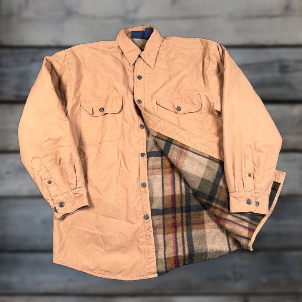 Route 66 Workwear Fleece Lined Shirt Jacket Adult Medium Tan Brown Shacket Plaid Lining Size US M / EU 48-50 / 2 - 1 Thumbnail