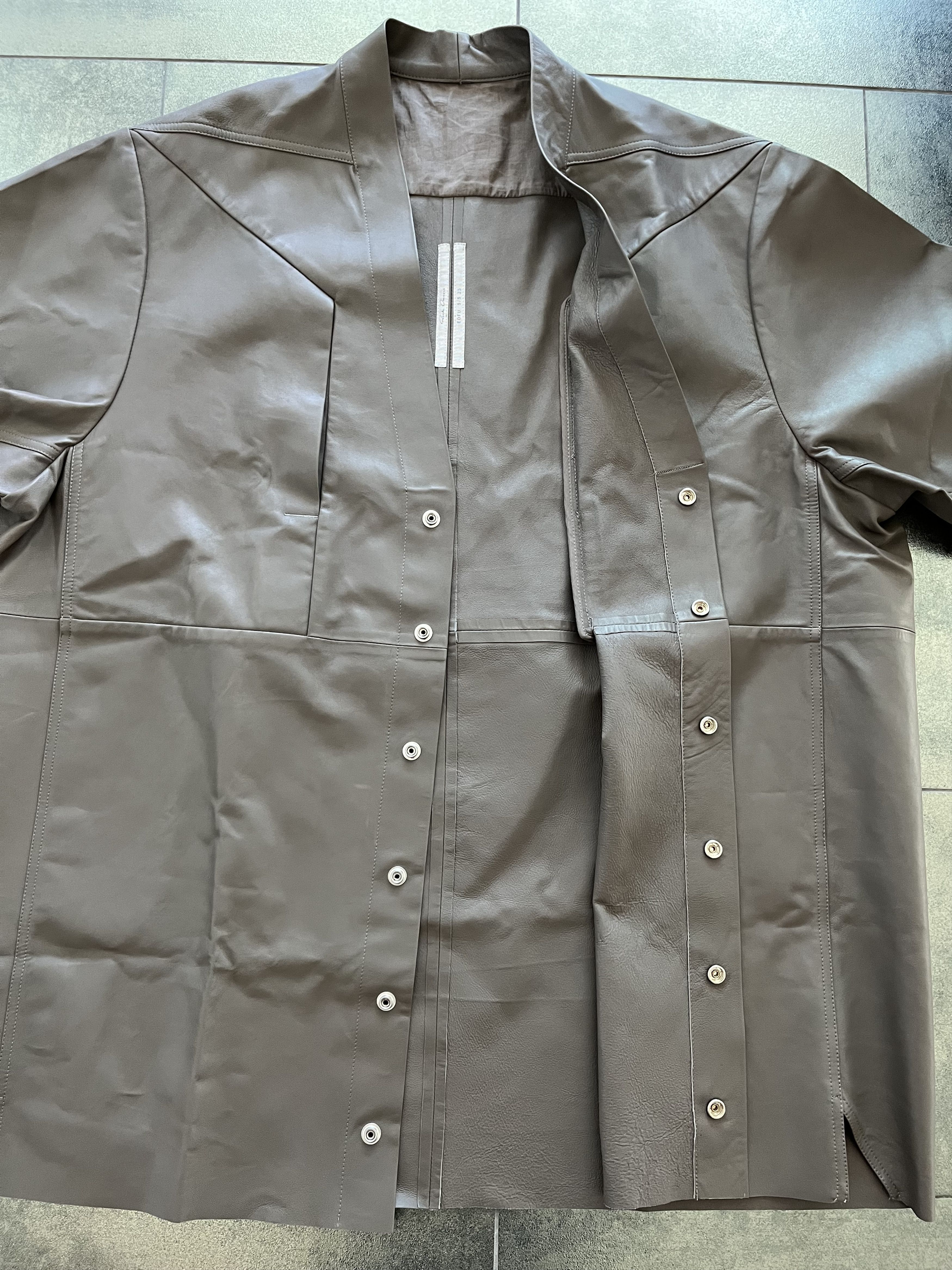 Rick Owens Rick Owens EDFU SS23 Gray Dust Faun Leather Jacket Size US M / EU 48-50 / 2 - 10 Thumbnail