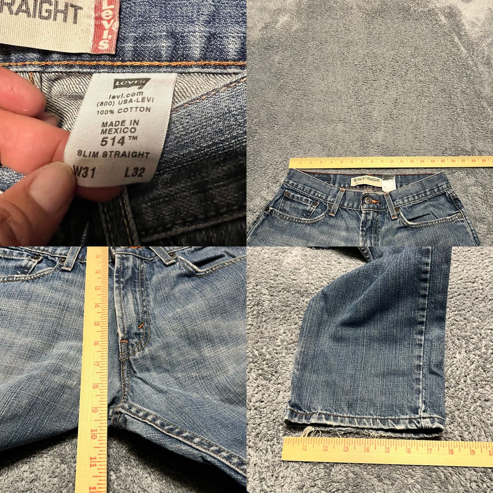 Levi's Levi's 514 Jeans Men 31x32 Straight Fit Denim Slim Blue Regular 30x32 Inseam 32 Mens Straight Fit Jeans Size US 31 - 8 Thumbnail