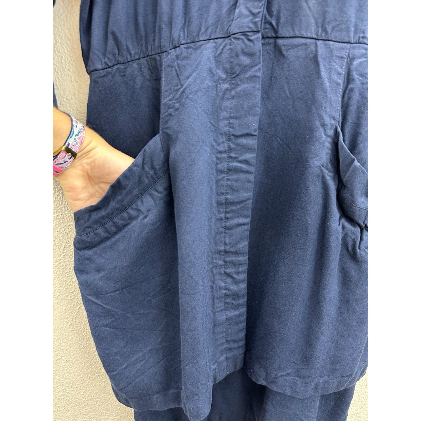 Vintage VINTAGE Studio Womens Dress 12 Navy Blue Knee Length Long Sleeve Hidden Button Up Solid 70s 80s 90s Casual Workwear Womens Size XL / US 12-14 / IT 48-50 - 5 Thumbnail