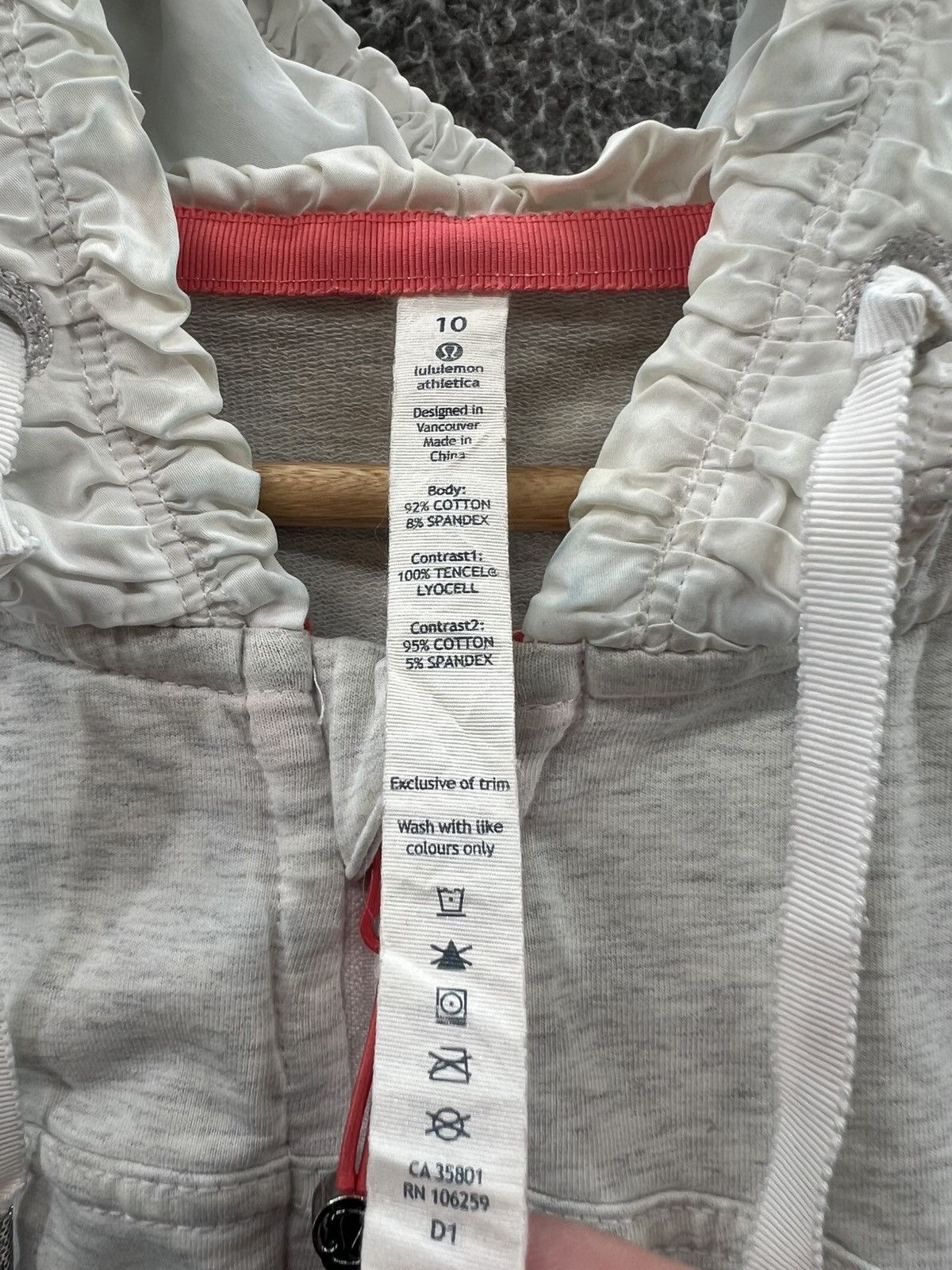 Lululemon Lululemon Gray Stretch Cotton Terry Hoodie Coral Accent Size L / US 10 / IT 46 - 3 Thumbnail