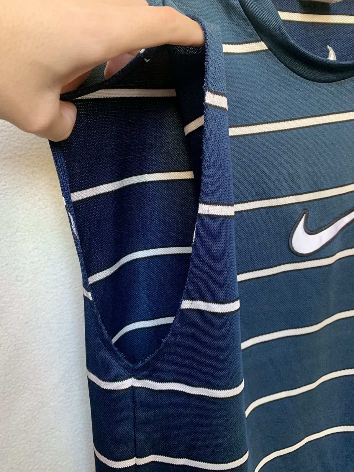 Nike × Vintage Nike 90s Vintage Tank Top Big Logo Striped Shirt | XL Size US XL / EU 56 / 4 - 12 Thumbnail