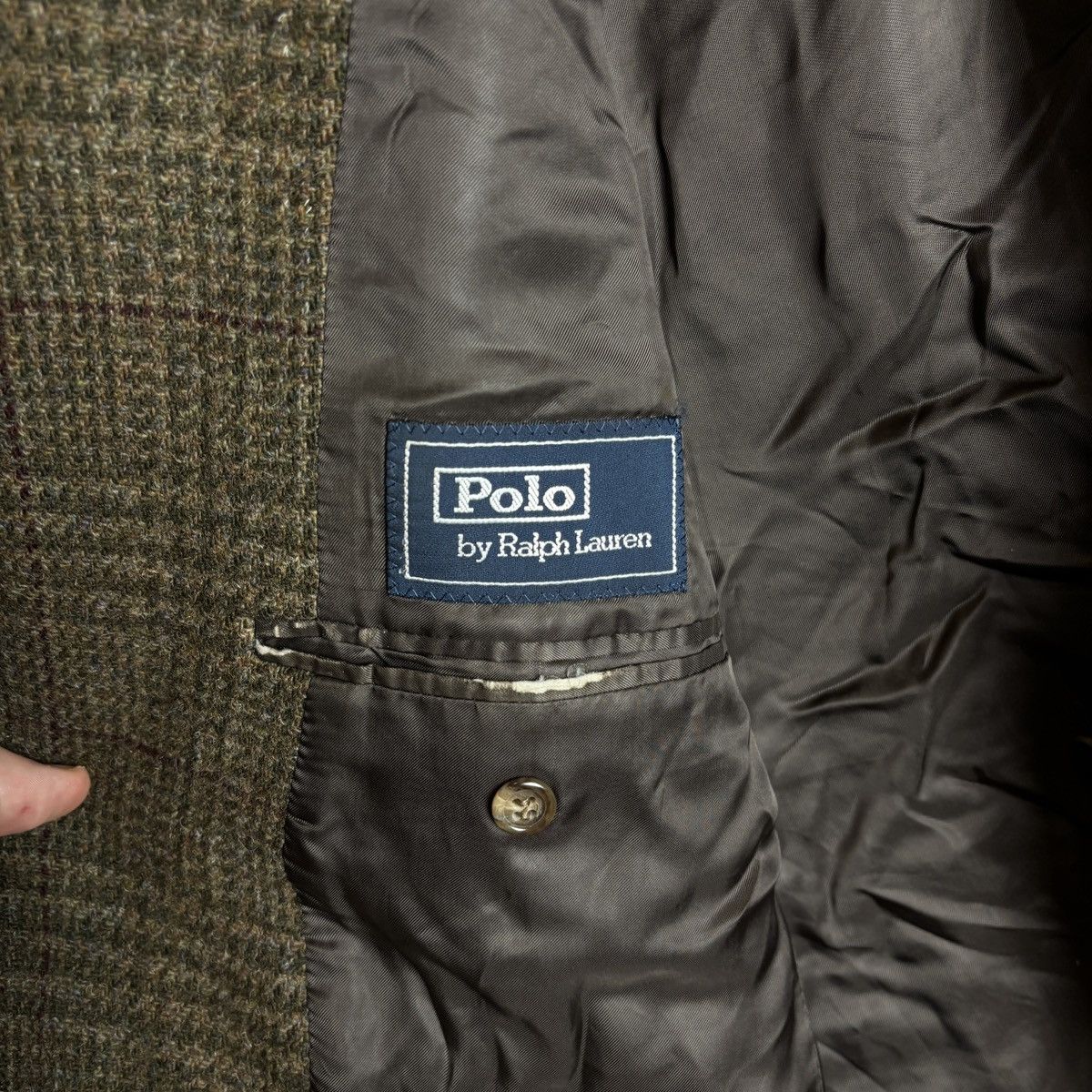 Harris Tweed × Polo Ralph Lauren × Vintage Vintage Polo Ralph Lauren Blazer Vintage Tweed Wool Plaid Size 44R - 4 Thumbnail