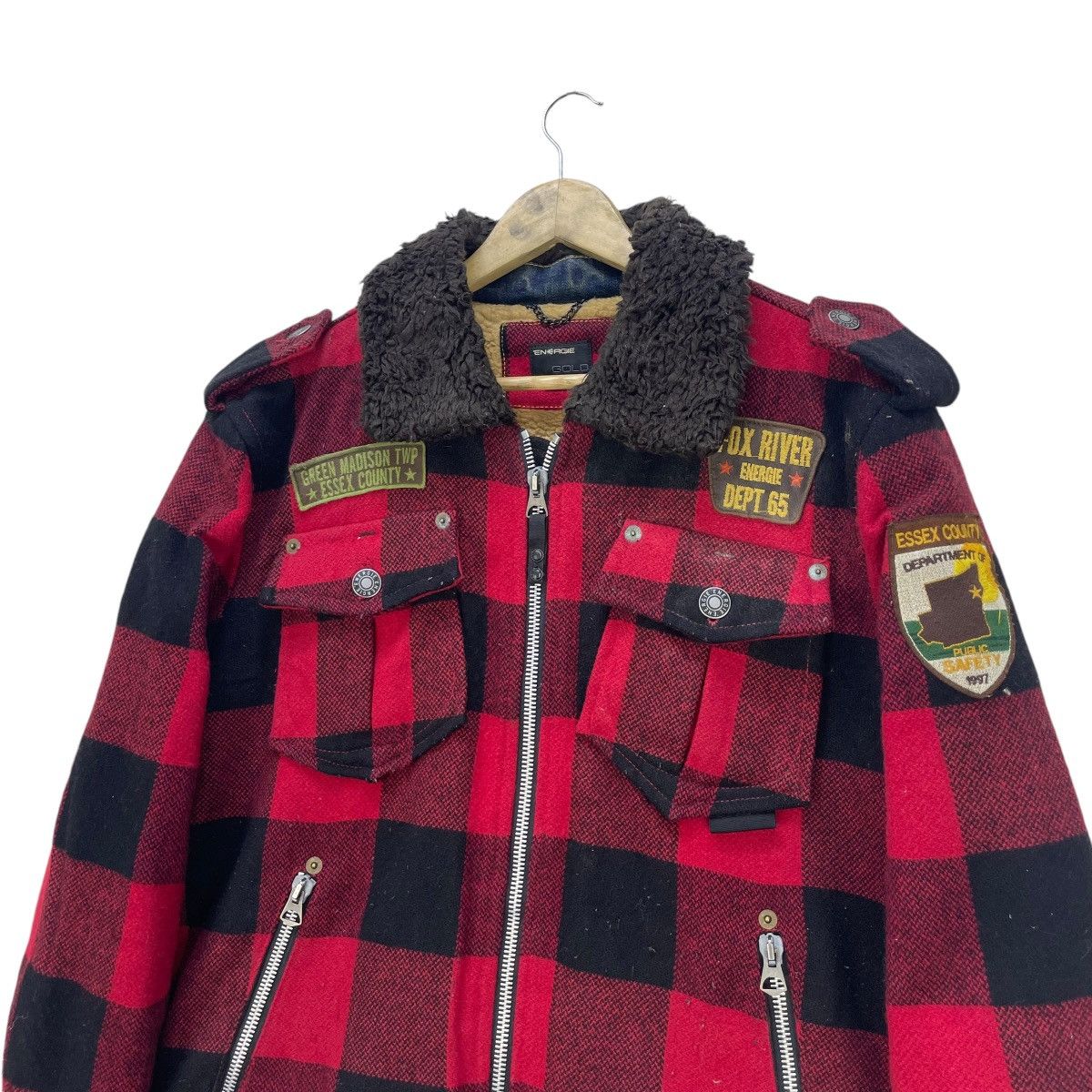 Energie × Le Grande Bleu (L.G.B.) × Sixty 💥Energie Gold X Sixty Fox River Pacth Plaid Shearling Size US L / EU 52-54 / 3 - 7 Thumbnail