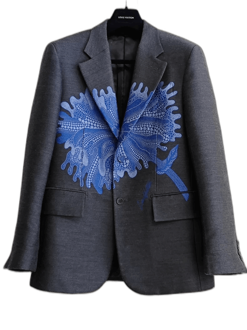 Louis Vuitton Louis Vuitton Gray Floral Embroidered Suit Jacket Size US M / EU 48-50 / 2 - 1 Thumbnail