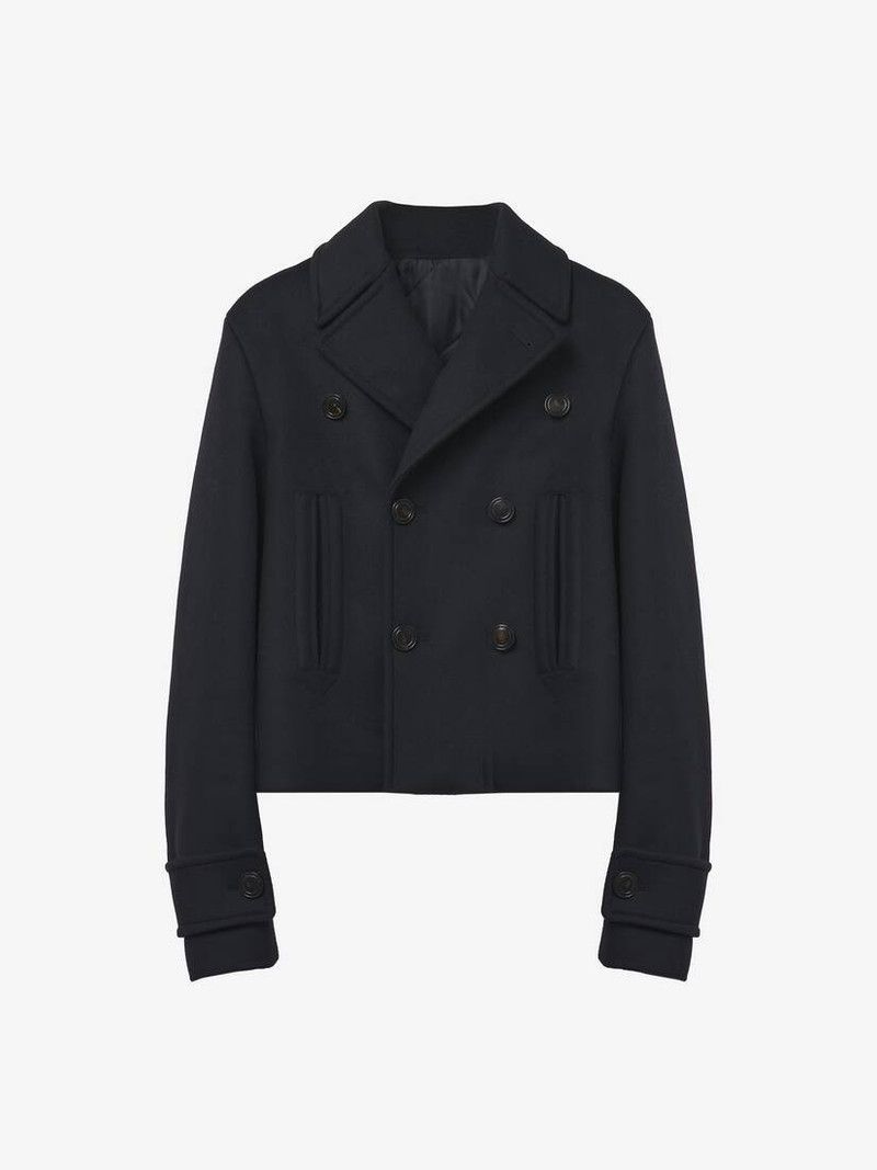 Alexander McQueen o1srvl11e0226 Wool Felt Peacoat In Black Size US L / EU 52-54 / 3 - 1 Thumbnail
