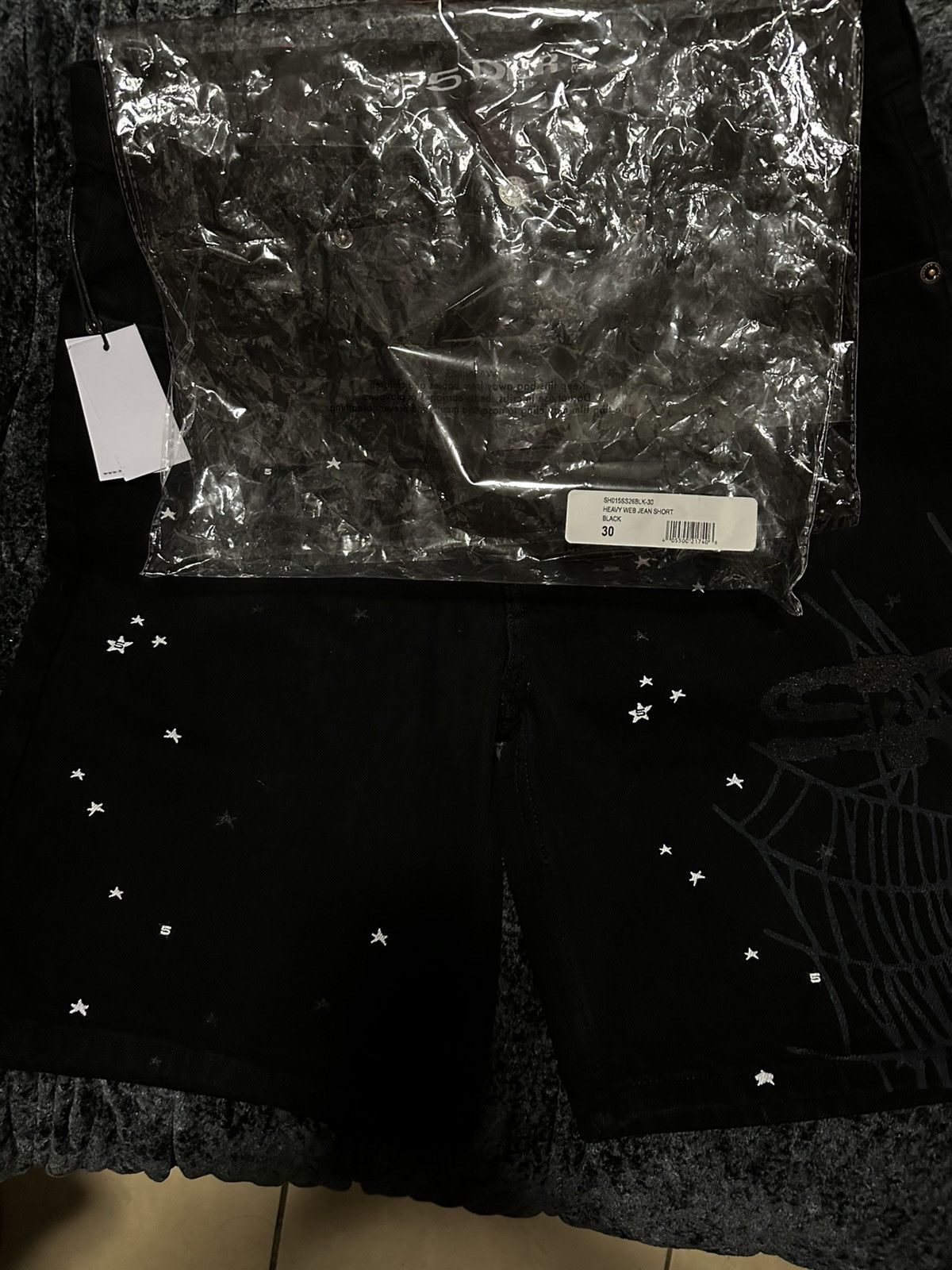 Sp5der Sp5der Heavy Web Denim Shorts ‘Black’ Size US 30 / EU 46 - 4 Thumbnail