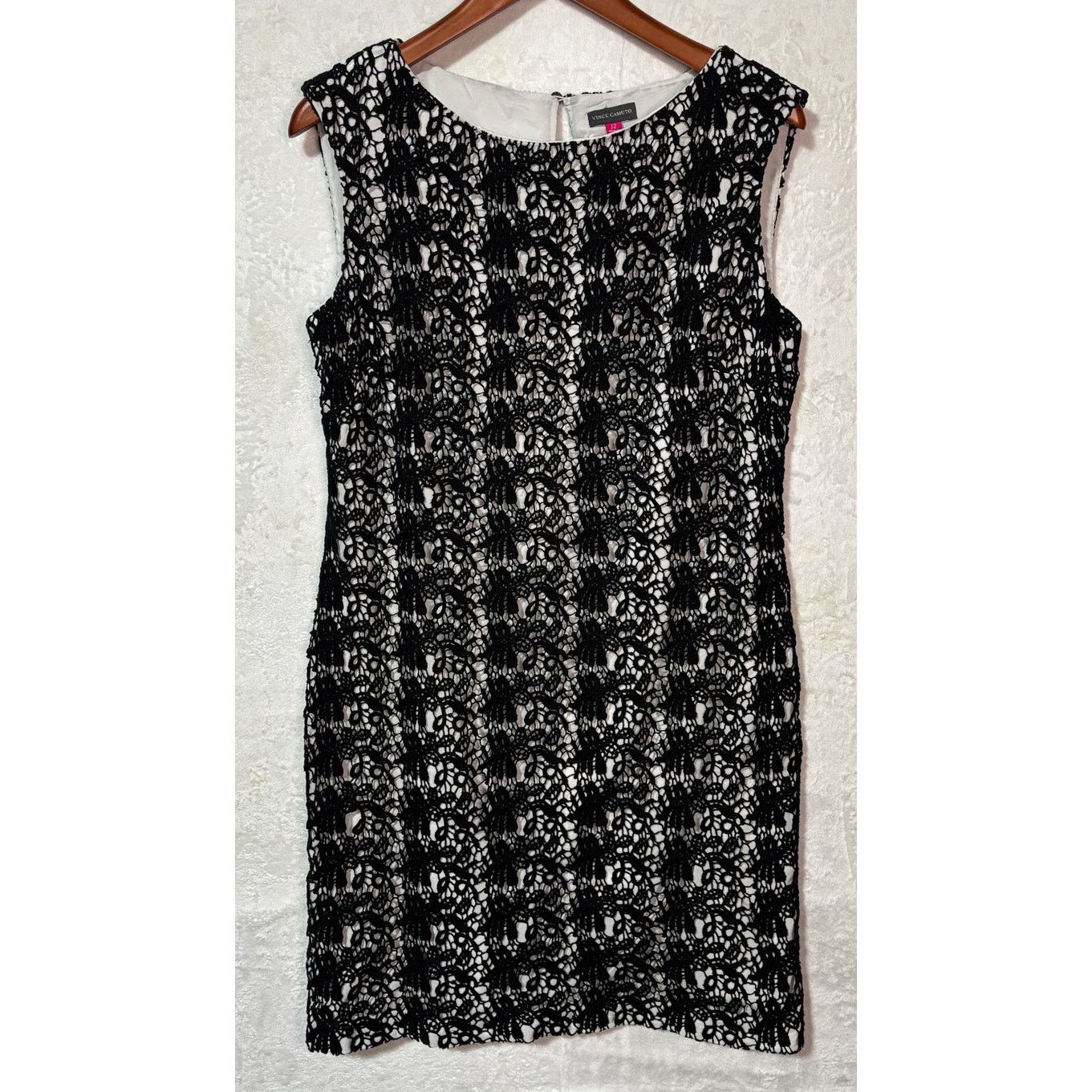 Vince Camuto VINCE CAMUTO Black Lace Overlay Sheath Shift Dress | Size 12 Size XL / US 12-14 / IT 48-50 - 3 Thumbnail