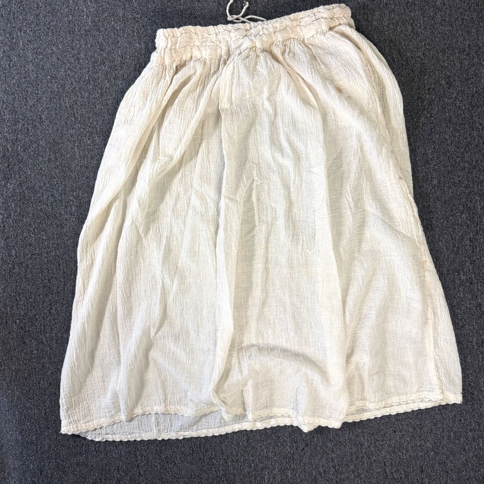 Vintage VINTAGE Y2K Cottagecore Boho Beige Cream Medieval Midi Flowy Skirt Women's Large Skirt Midi A-Line Womens Girls Size 36" / US 14 / IT 50 - 2 Thumbnail