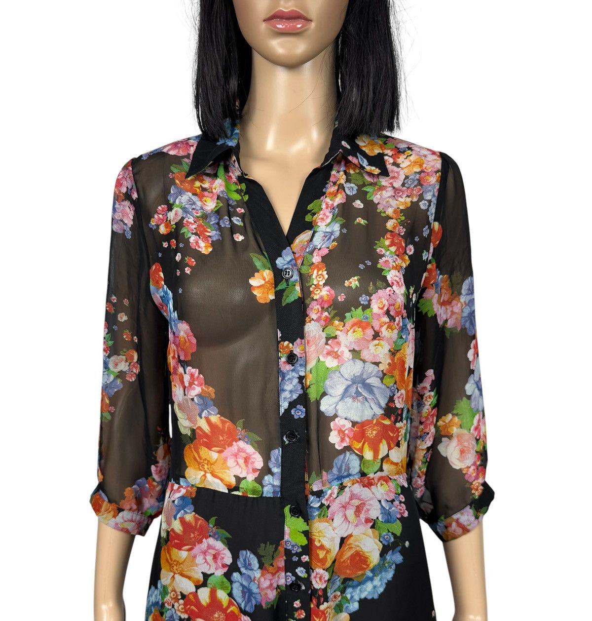 Designer Ulyana Sergeenko Maxi Dress Floral Printed Mesh size L Size L / US 10 / IT 46 - 3 Thumbnail