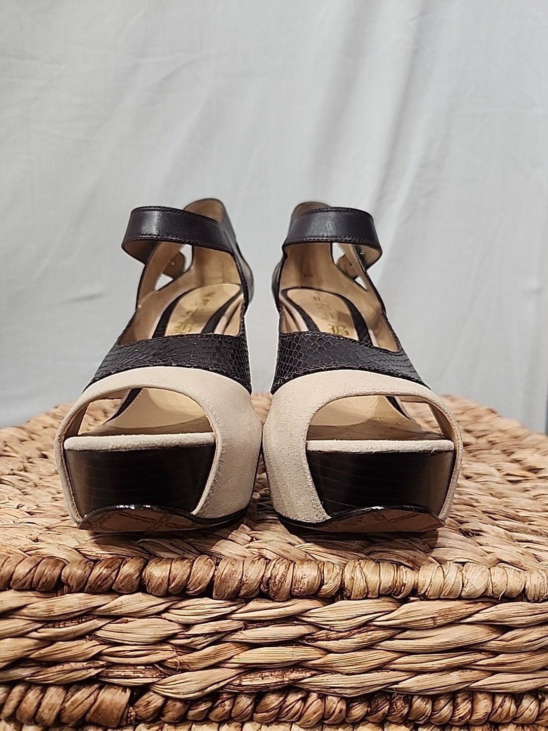 L.A.M.B. L.A.M.B. Peep Toe/Open Toe Ankle Strap Two Tone High Heels Size US 8 / IT 38 - 2 Thumbnail