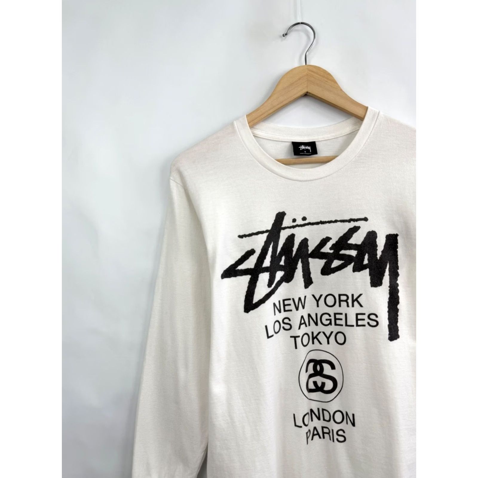 Vintage Stussy World Tour Long Sleeve Shirt Men S White USA Y2K Size US S / EU 44-46 / 1 - 4 Thumbnail