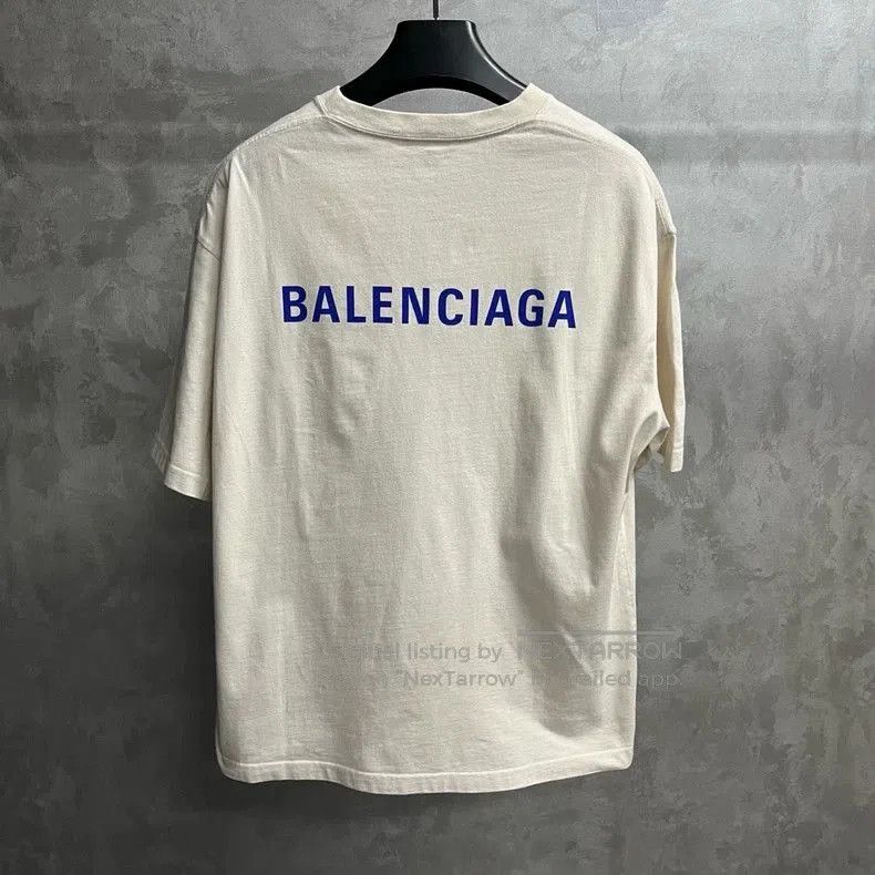 Balenciaga Balenciaga Beige Logo Print Short Sleeve T-shirt. Size US L / EU 52-54 / 3 - 2 Thumbnail