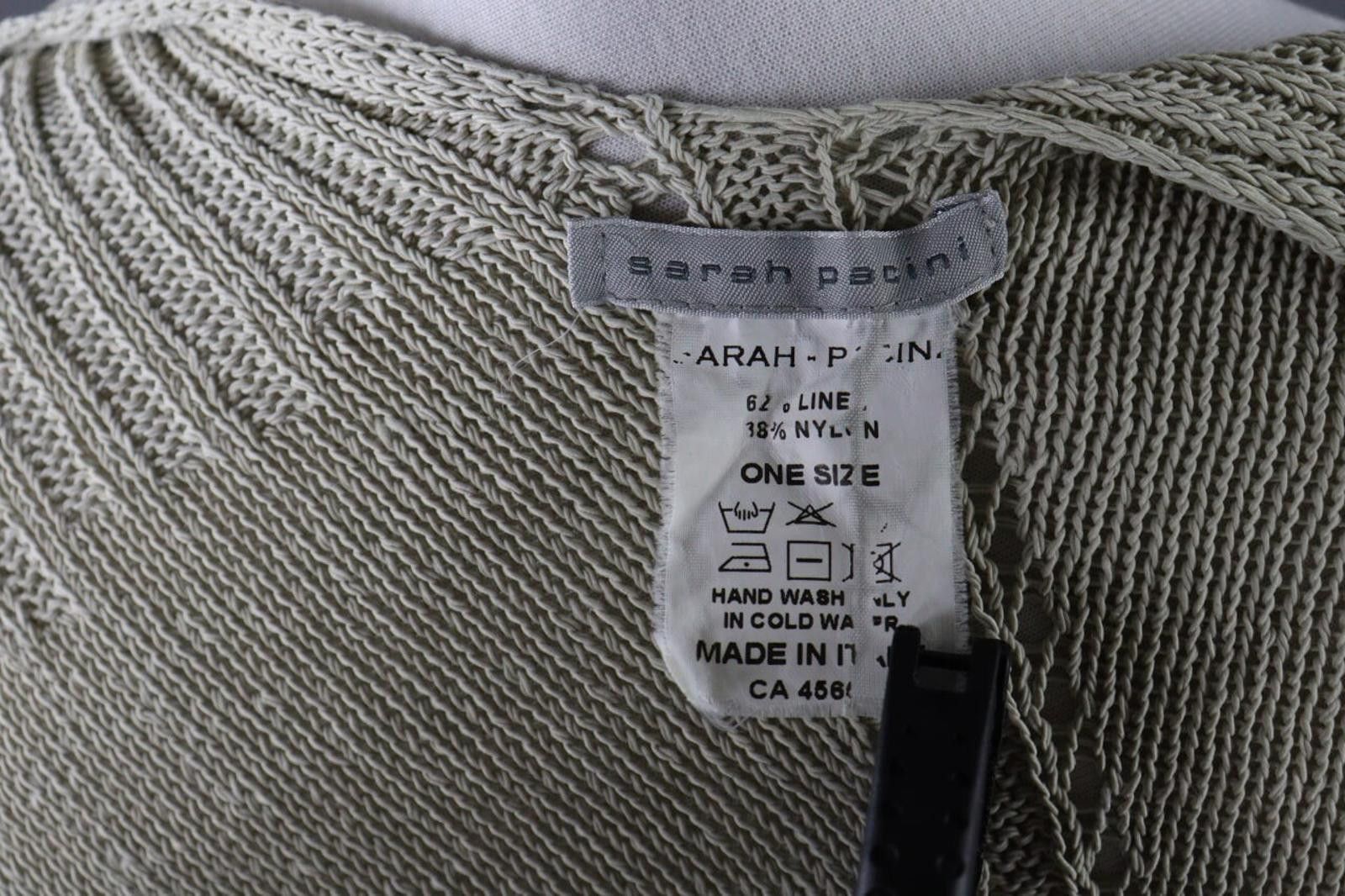 Designer Sarah Pacini Beige Linen Knit Wrap Top Shirt One Size Size ONE SIZE - 9 Thumbnail