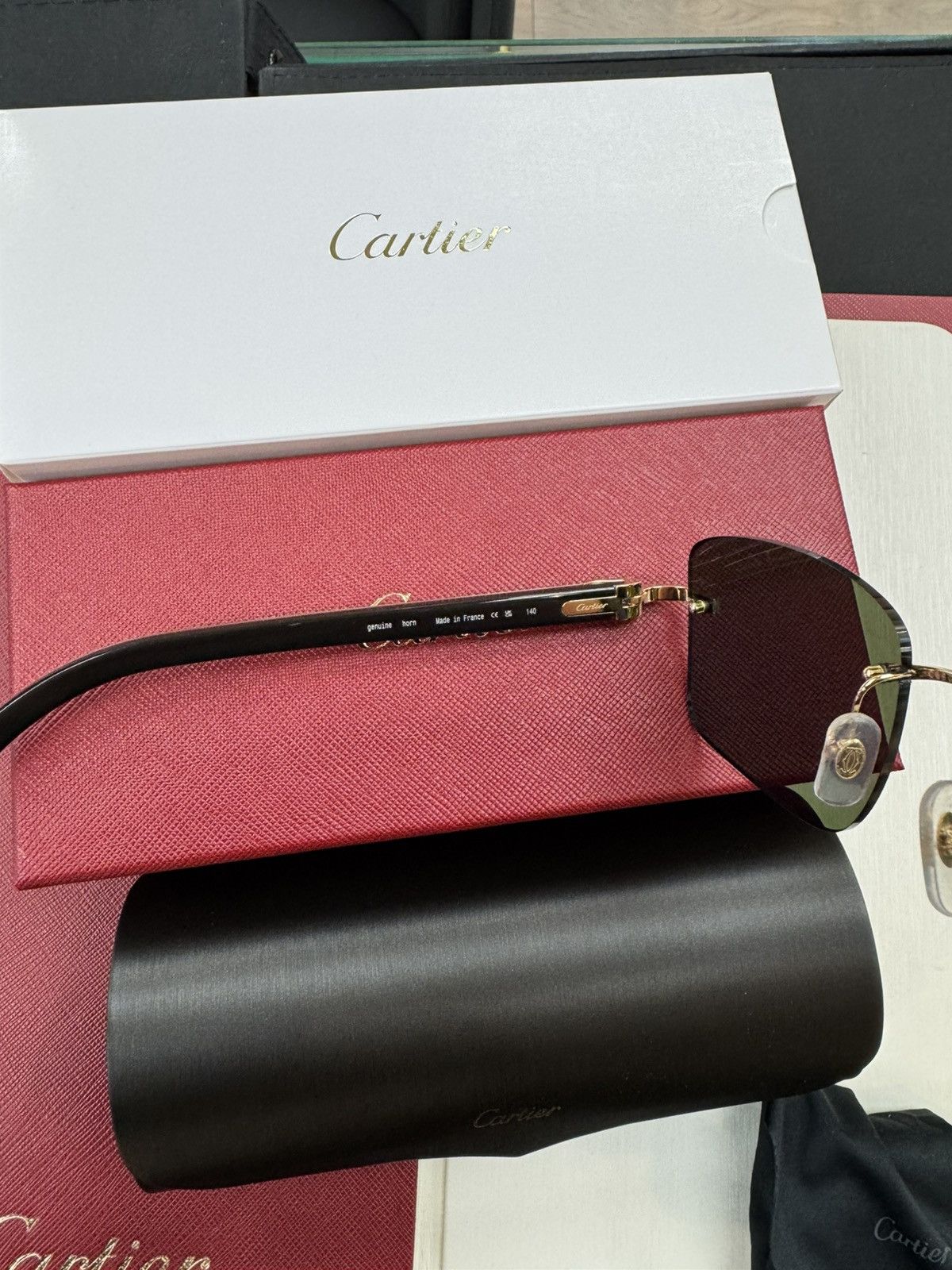 Cartier Cartier White Buffalo Horn Sunglasses C Decor White Buffs Size ONE SIZE - 5 Thumbnail