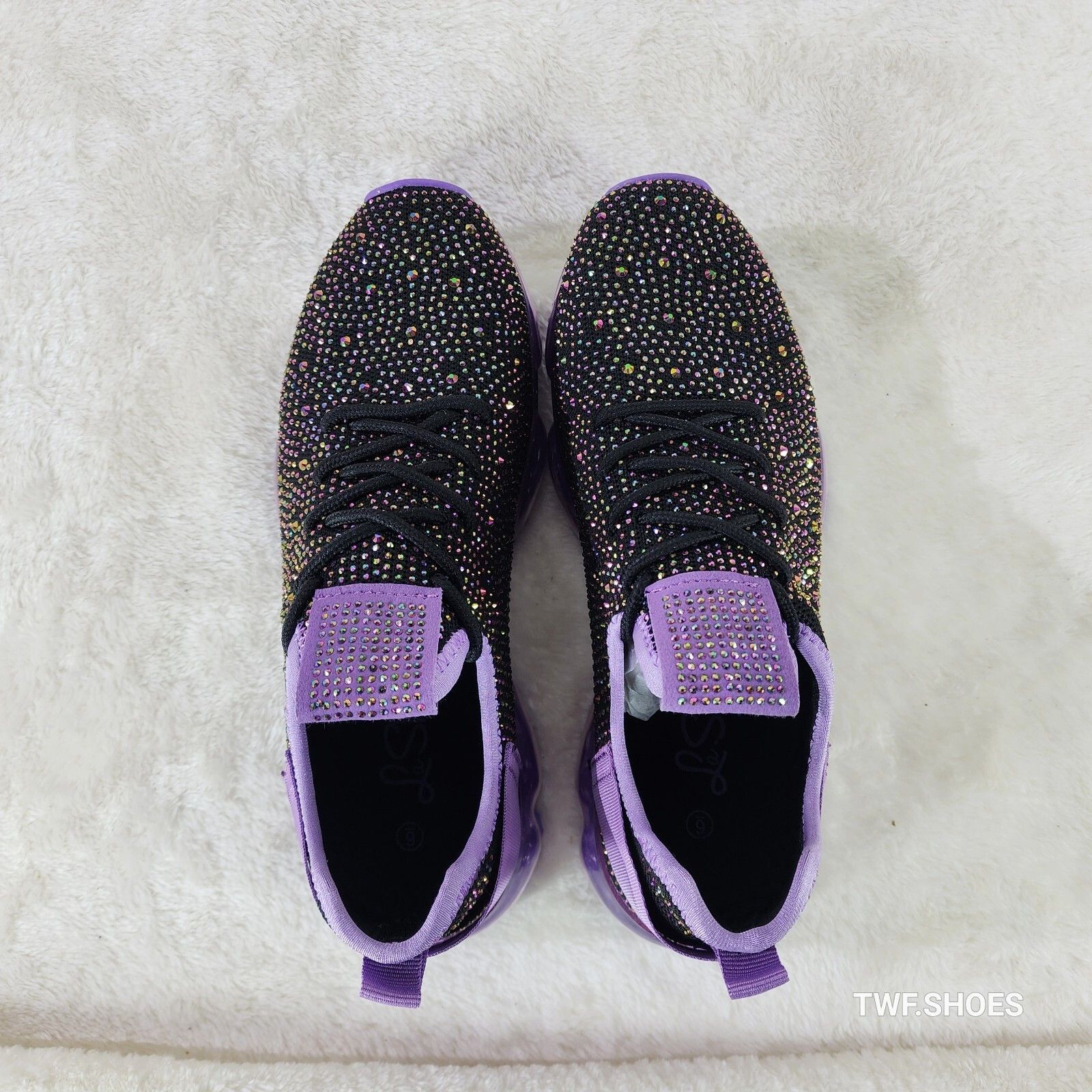 Other Dazzle Glow Purple Slip On Pull Tie Comfy Rhinestone Tennis Size US 8 / IT 38 - 4 Thumbnail