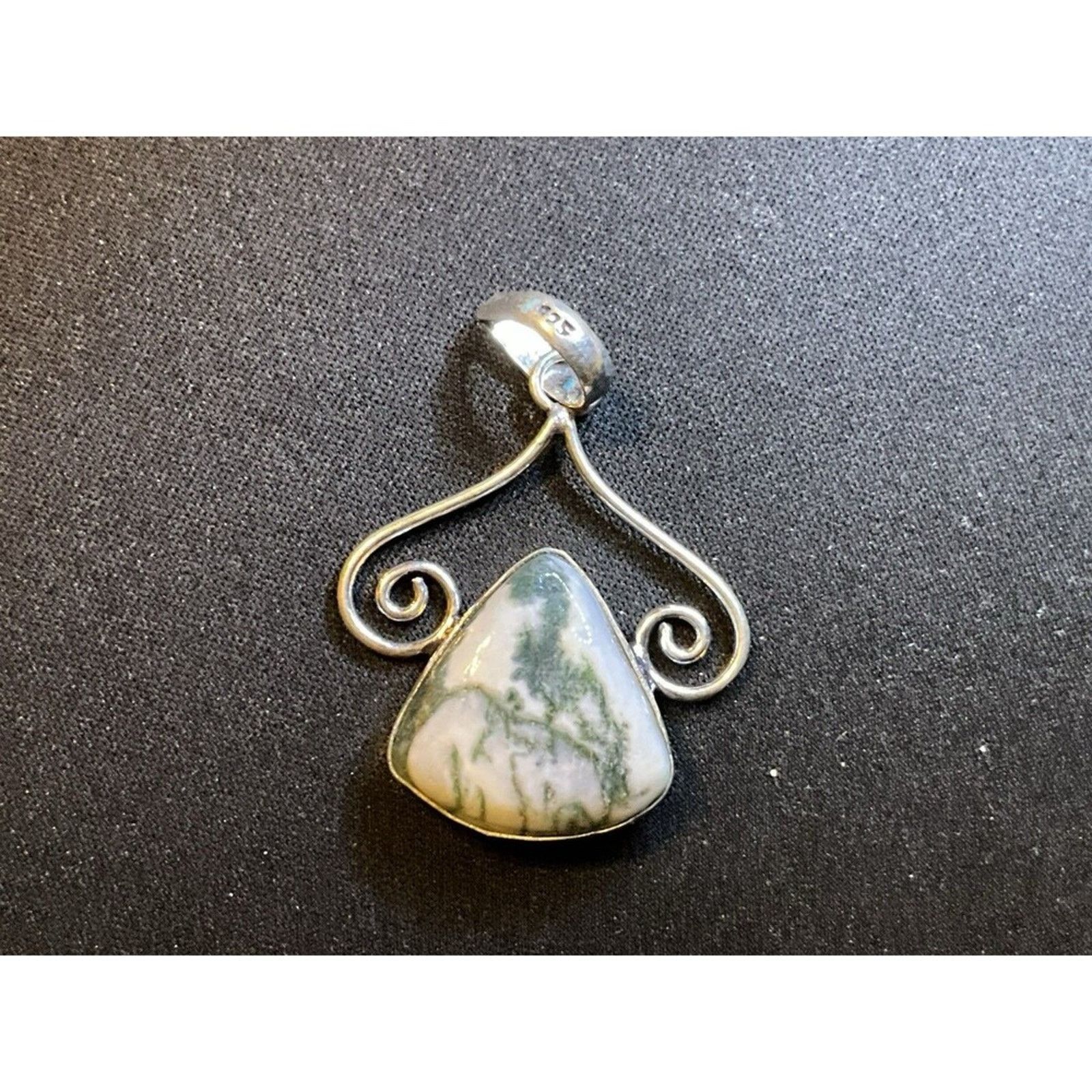 Other 925 Sterling Silver Hand Made Moss Agate Pendant Size ONE SIZE - 2 Thumbnail