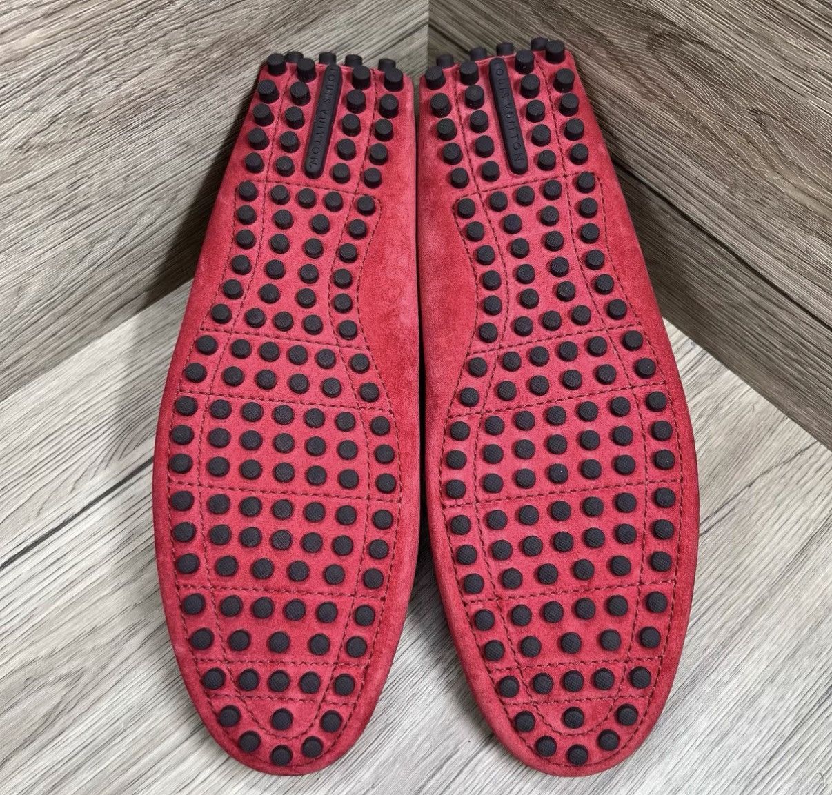 Louis Vuitton Louis Vuitton Hockenheim Red & Silver LV Logo Loafers J41 Size US 7.5 / EU 40-41 - 5 Thumbnail