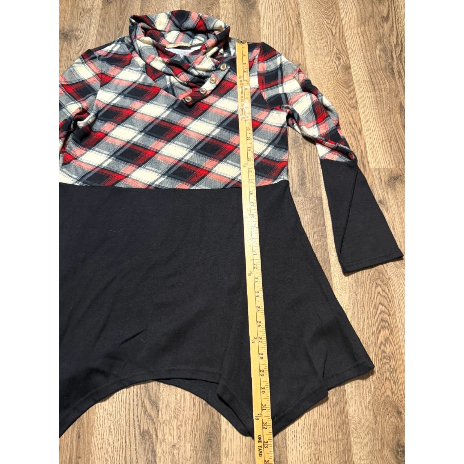Vintage Cestyle Shirt Womens Large Plaid Black White Red Quarter Button Turtleneck Shirt - Size Large - Casual Womens Top Size L / US 10 / IT 46 - 7 Thumbnail