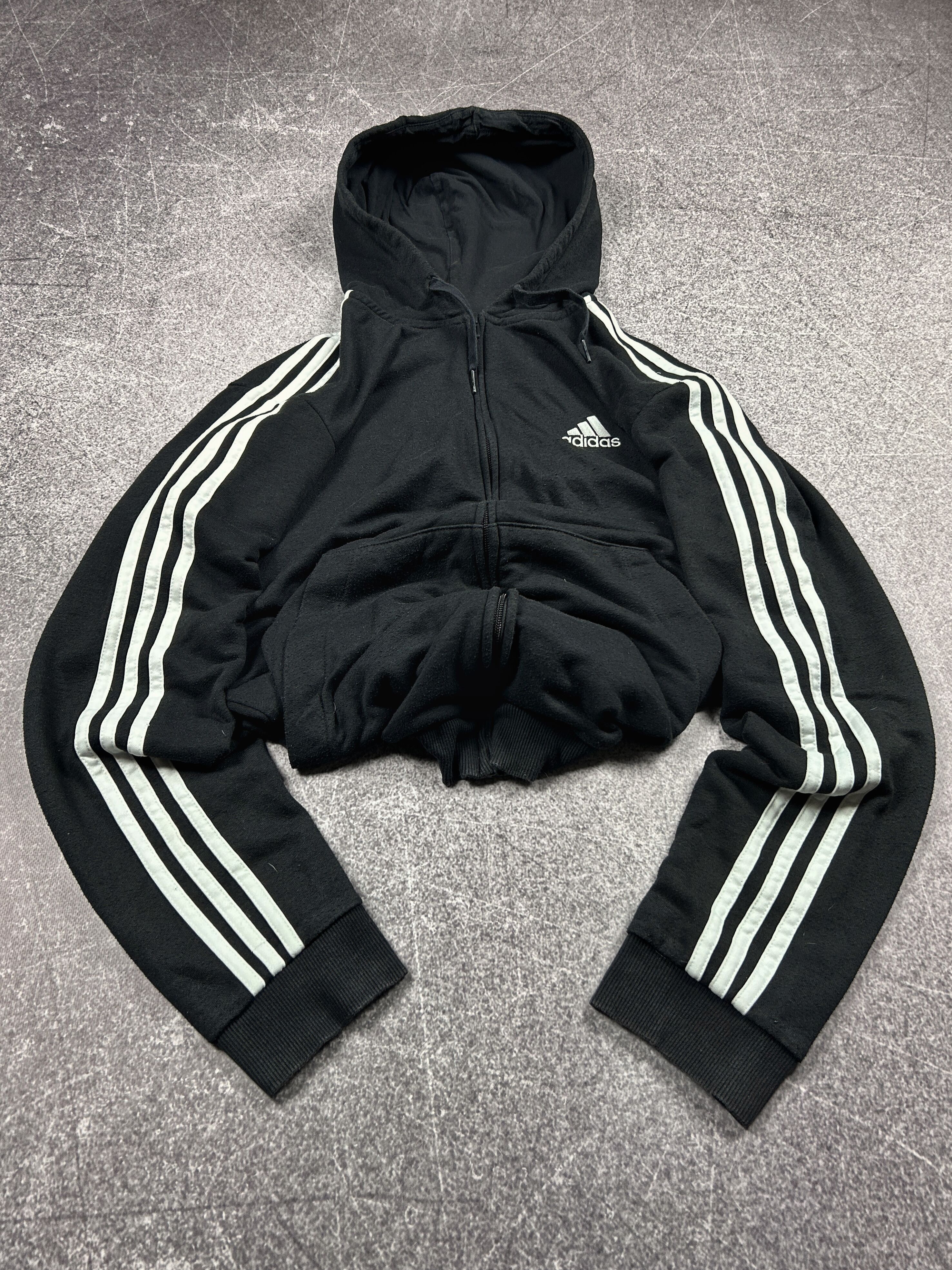 Adidas Adidas Cropped Hoodie Black Zip Up Y2K Streetwear Fit Style Size US M / EU 48-50 / 2 - 1 Thumbnail