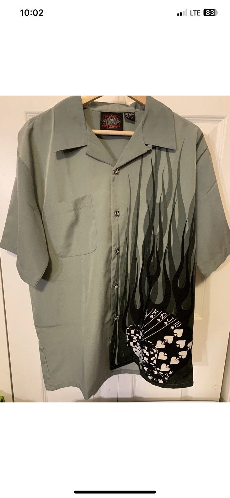 Dragonfly Vtg Dragonfly Gray Black Button Spades Poker Sz M Size US M / EU 48-50 / 2 - 4 Thumbnail