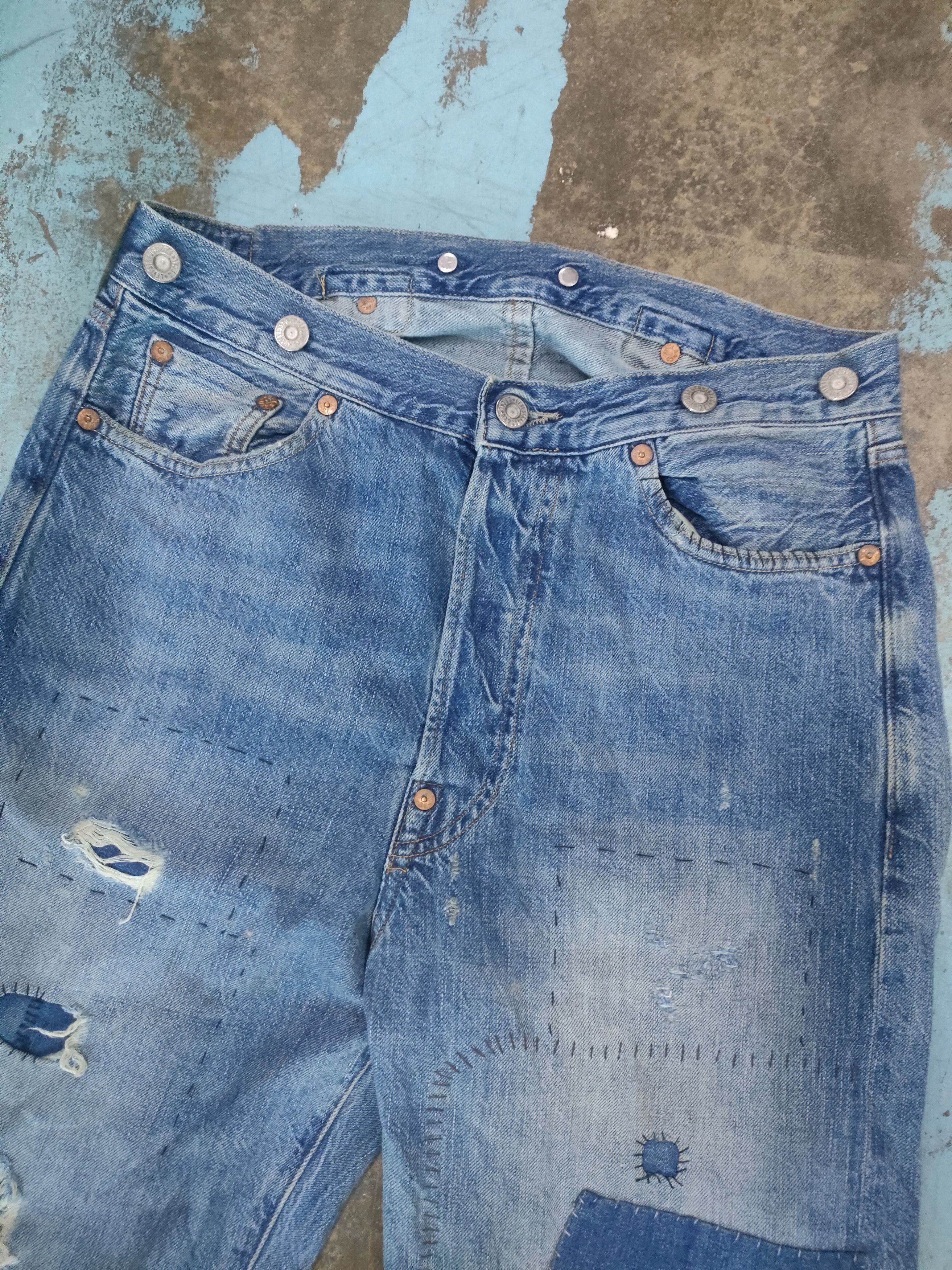Levi's Vintage Clothing Levi's Patch Bovine Leather Patchwork Selvedge Jeans Size US 29 - 11 Thumbnail