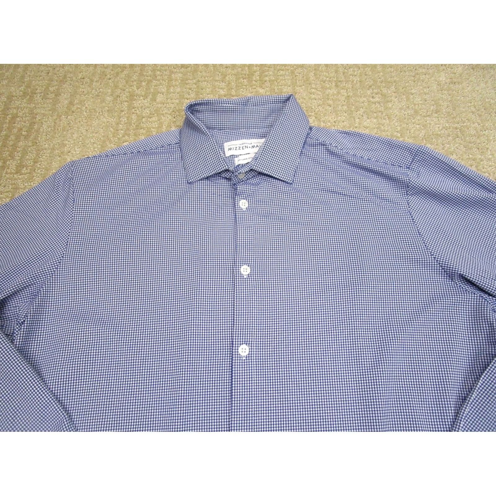 Mizzen+Main Mizzen+Main Shirt Men 2XL Blue Check Spinnaker Long Sleeve Button Up Stretch Size US XXL / EU 58 / 5 - 2 Thumbnail