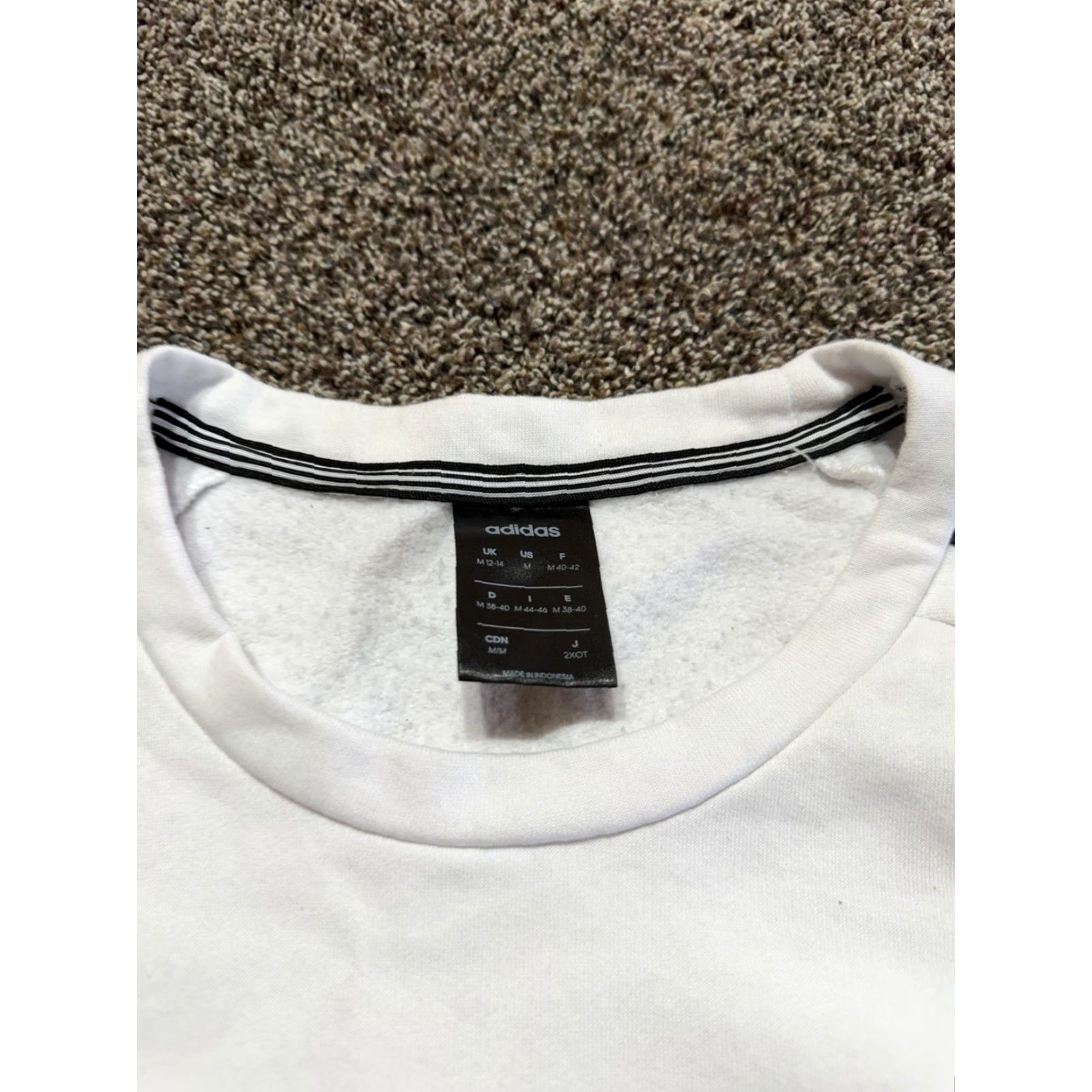 Adidas Adidas Womens Sweatshirt Striped White Medium Soft Fleece Pullover Size M / US 6-8 / IT 42-44 - 4 Thumbnail