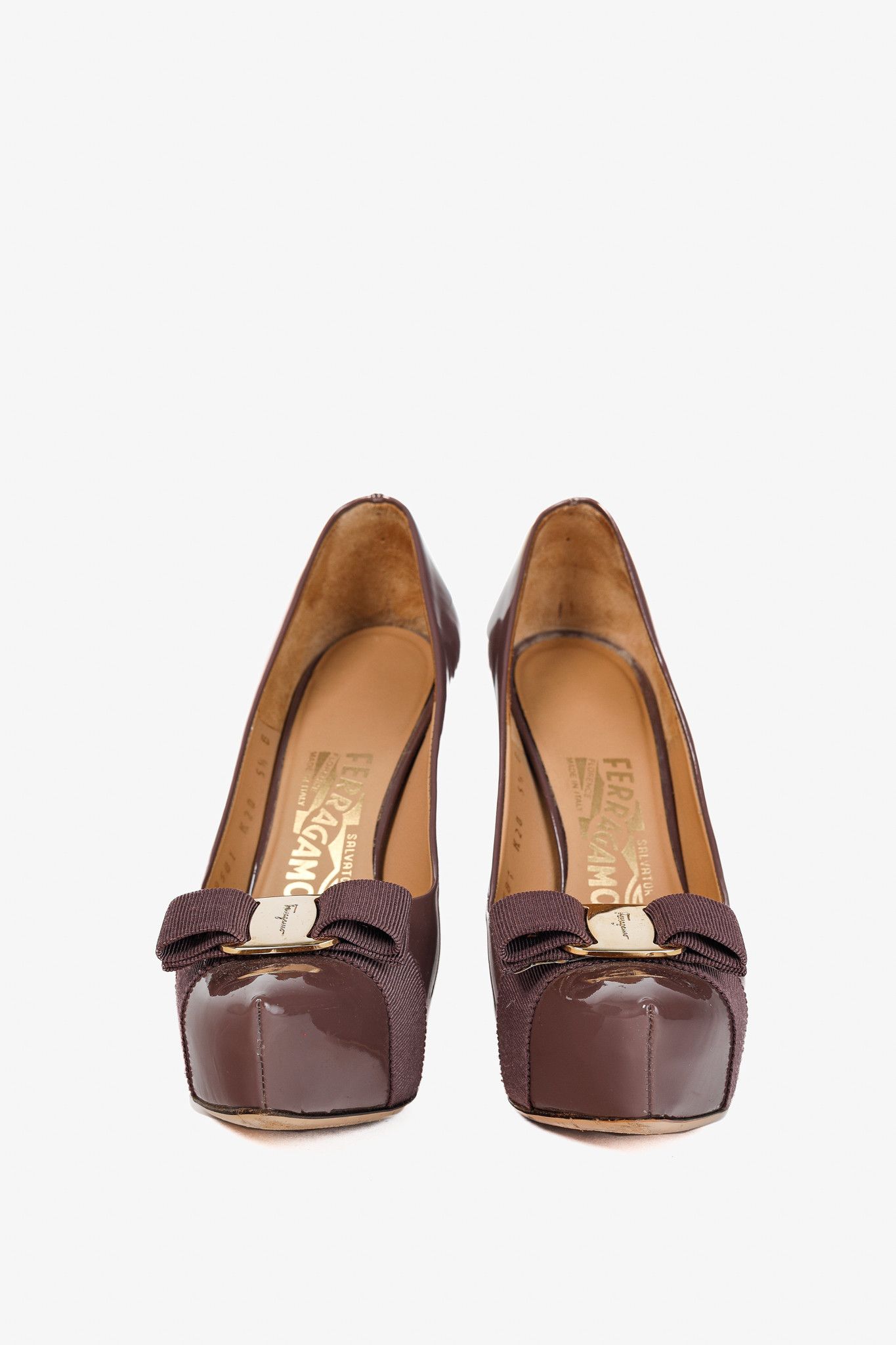 Salvatore Ferragamo Salvatore Ferragamo Trilly Patent Vara-Bow Platform Pumps Size US 5.5 / IT 35.5 - 2 Thumbnail