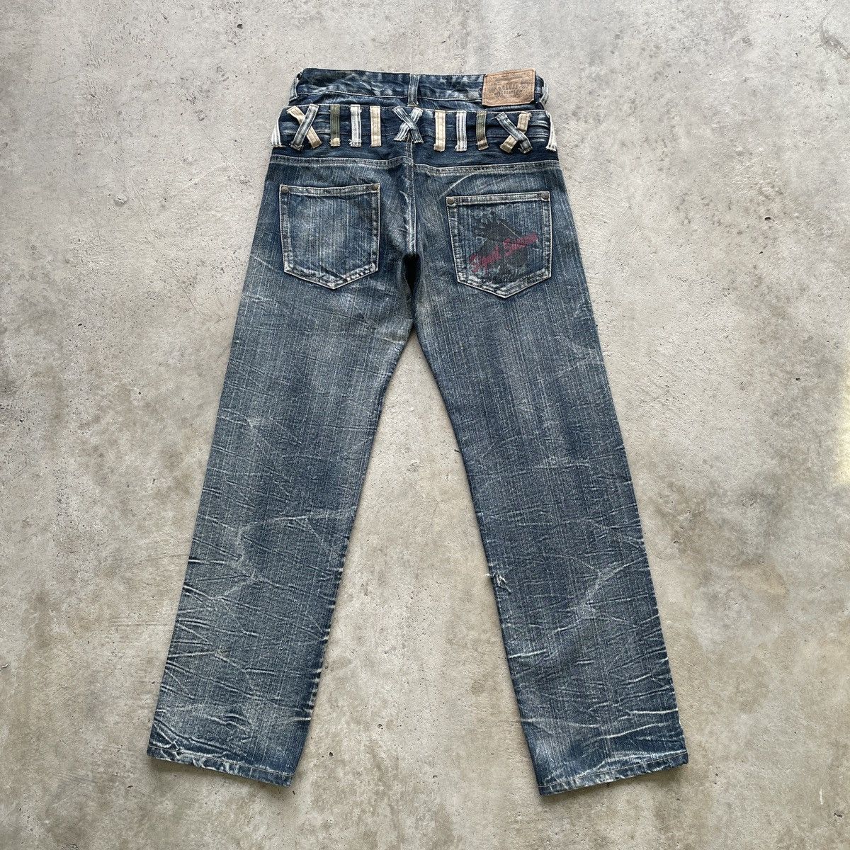Japanese Brand Rare💥 Vintage Japanese Double Waist Jeans Patch Faded Pants Size US 31 - 12 Thumbnail