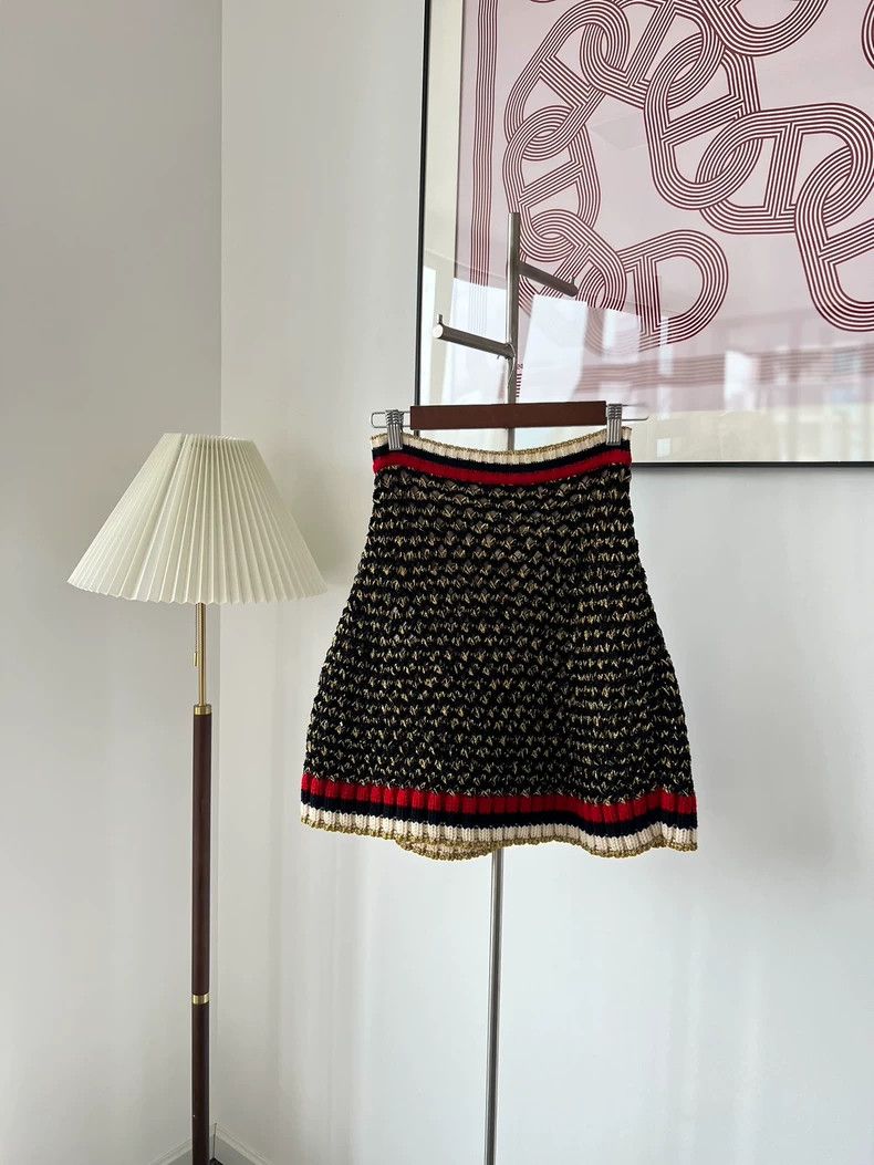 Gucci Gucci SizeXS Hollow-in gold thread knitted color block cott Size 42" / US 20 - 1 Thumbnail