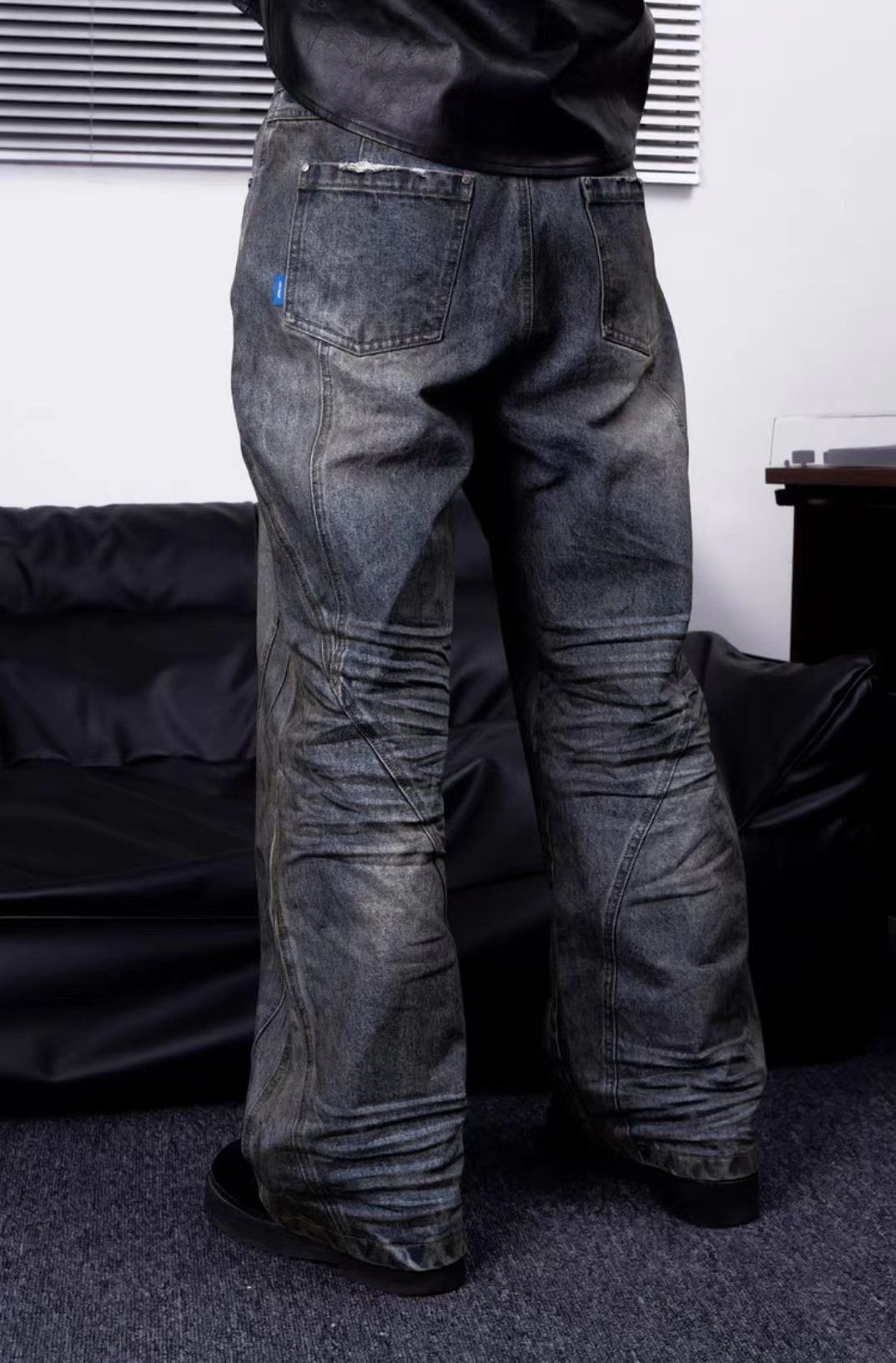 Japanese Brand × Jean Distressed muddy stained design texture ruined jeans Size US 32 / EU 48 - 4 Thumbnail