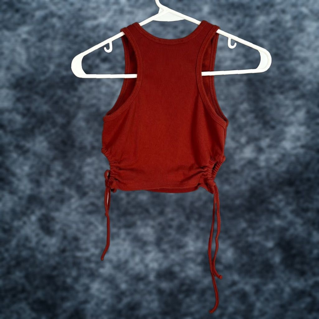 Vintage Pull & Bear Womens Small Red Sleeveless Tank Top Side Ties Cotton Blend Casual Summer Knit Shirt Size S / US 4 / IT 40 - 1 Thumbnail