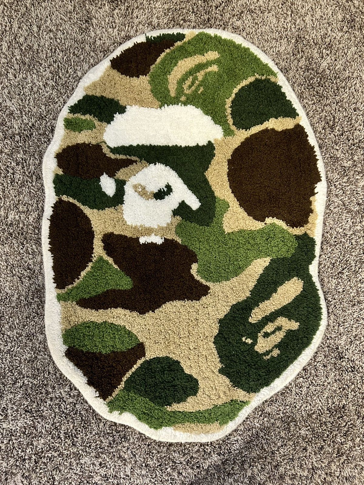 image of Bape Abc Camo Ape Head Rug in Green, Men's