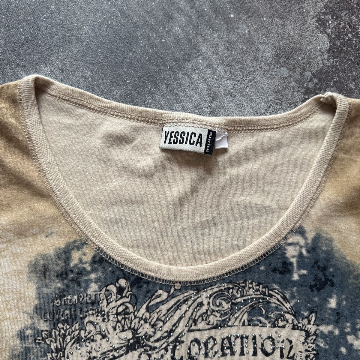 Hysteric Glamour Affliction Style Y2K Gothic Print Vintage 3/4 Sleeve Top Size M / US 6-8 / IT 42-44 - 9 Thumbnail