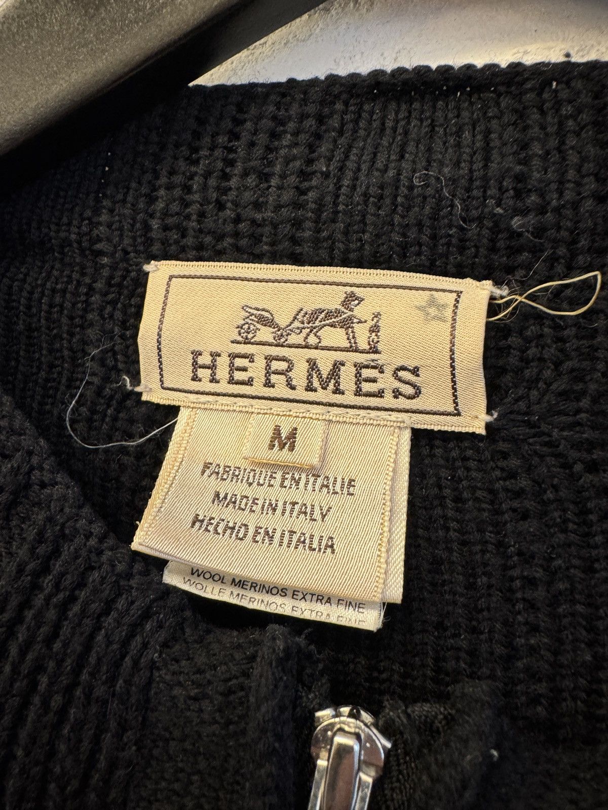 Hermes Hermes virgin wool full zip knit with leather pull tab Size US M / EU 48-50 / 2 - 6 Thumbnail