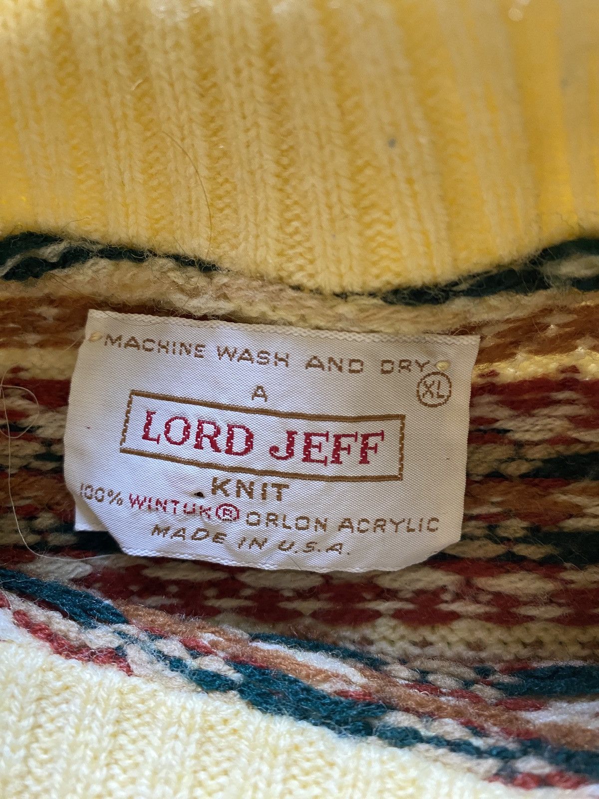 Vintage Vintage 60’s Lord Jeff Textile Pattern Cable Knit Sweater Size US XL / EU 56 / 4 - 4 Thumbnail