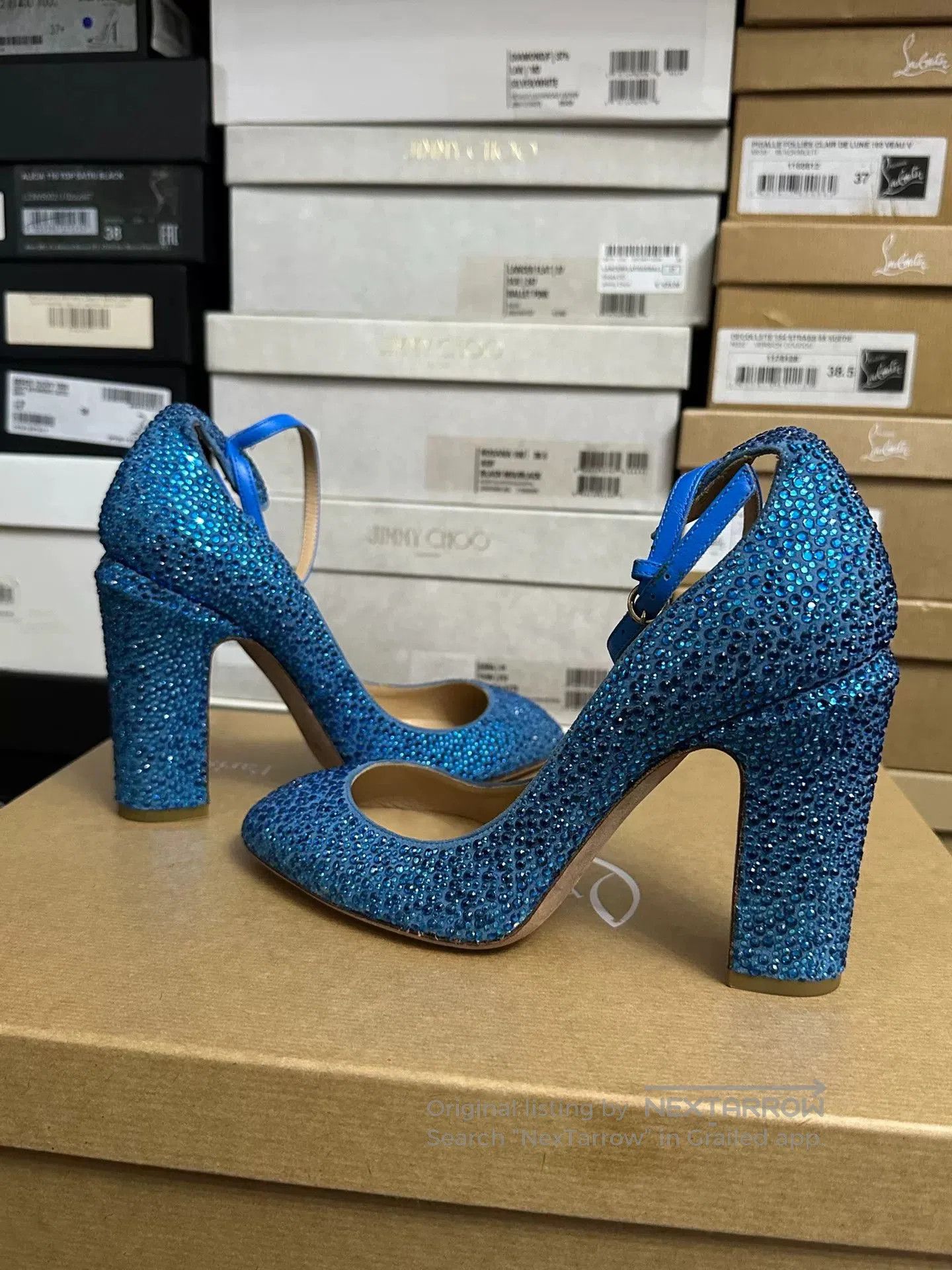 Valentino Valentino Blue Rhinestone High Heels. Size US 6 / IT 36 - 3 Thumbnail