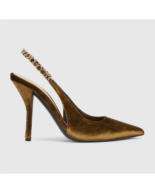 Gucci oc11z0126 Gucci Signoria Slingback Pumps in Brown Size US 7.5 / IT 37.5 - 1 Preview
