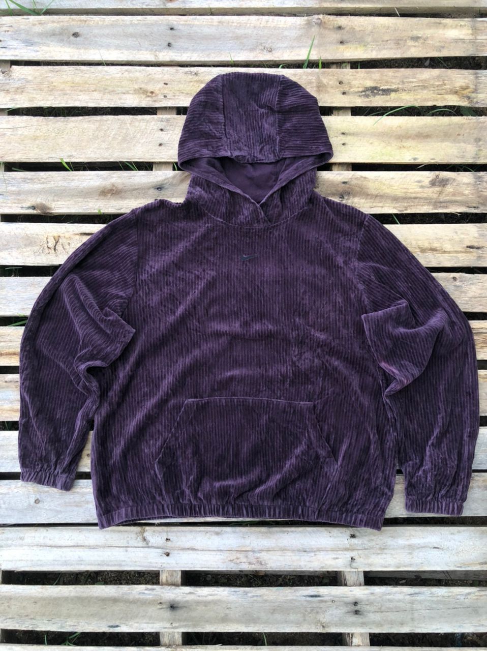 Nike × Vintage Vintage Nike Center Swoosh Corduroy Hoodie Size US M / EU 48-50 / 2 - 1 Thumbnail