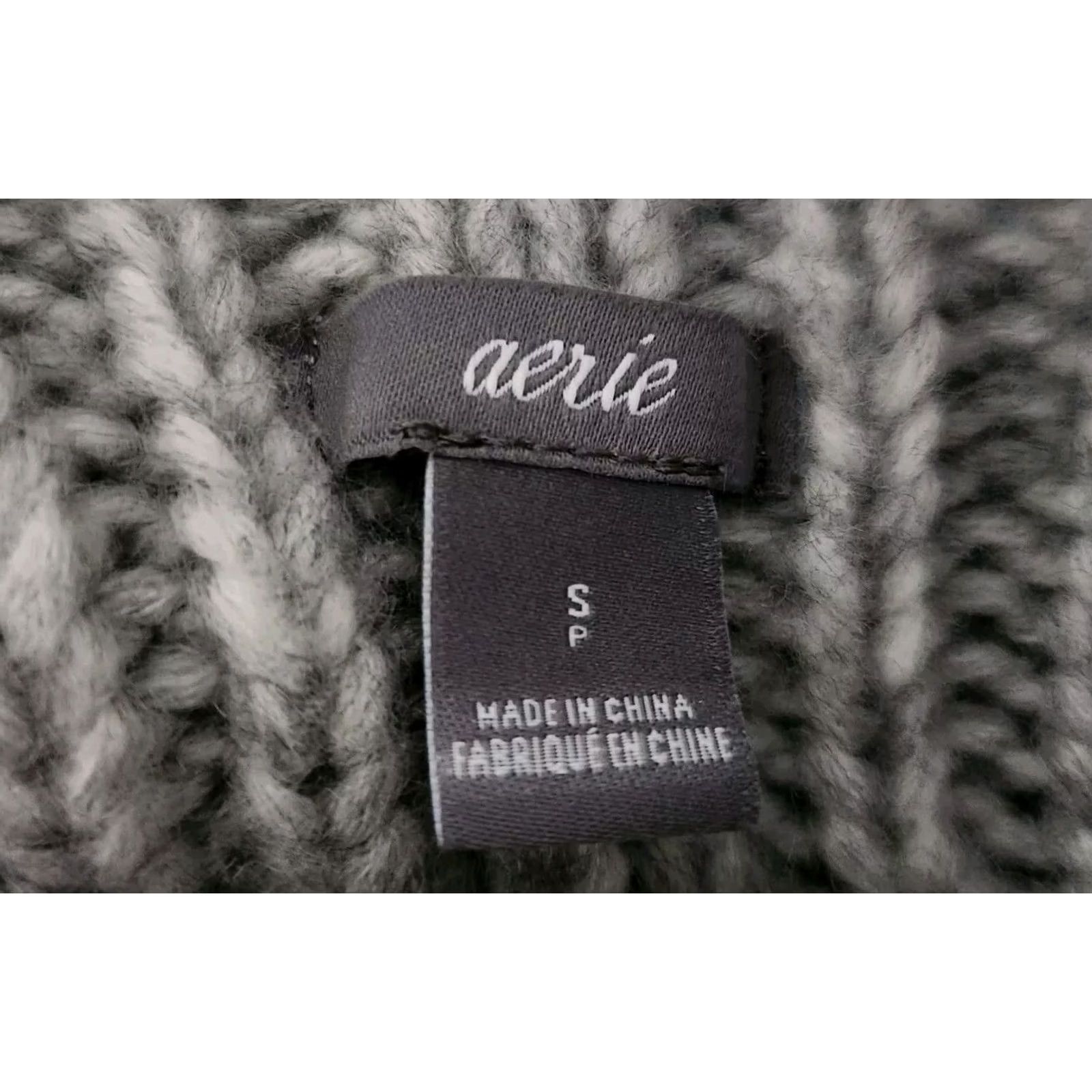 Vintage Aerie Sweater Women's Small Gray Chunky Cable Knit Turtleneck Oversized Size S / US 4 / IT 40 - 4 Thumbnail