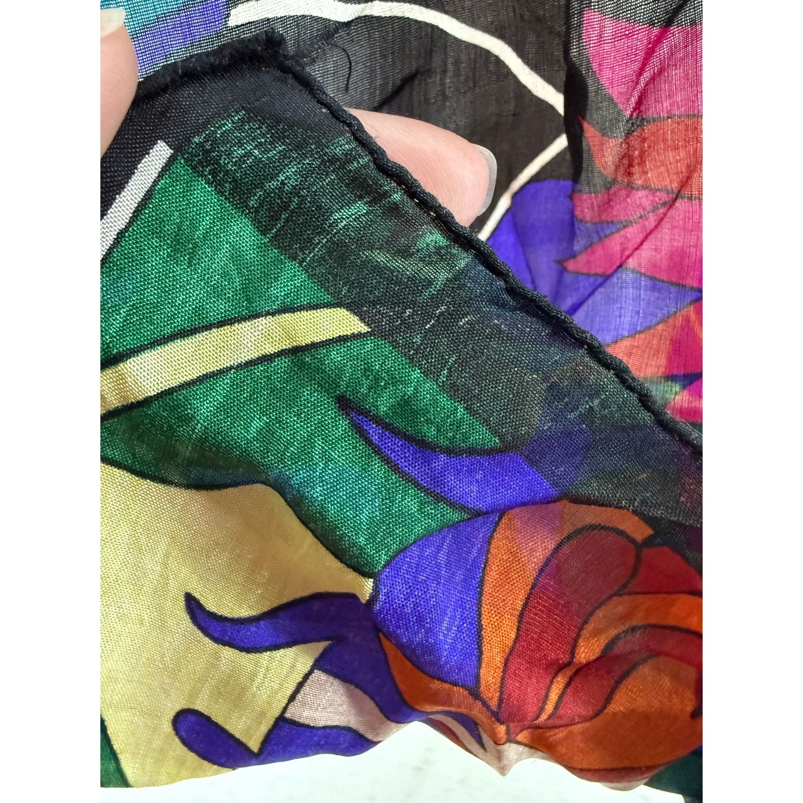 Vintage Vintage Mamudpur 80s Rainbow Jungle Silk Scar Animal Size ONE SIZE - 4 Thumbnail