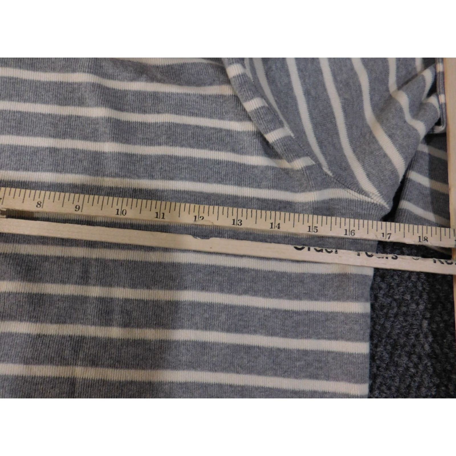 Vintage L.L. Bean Sweater Pullover Womens Medium Gray Striped Knit Stretch Outdoor Cotton Cable-Knit Long Sleeve Round Neck Womens Regular Size M / US 6-8 / IT 42-44 - 7 Thumbnail
