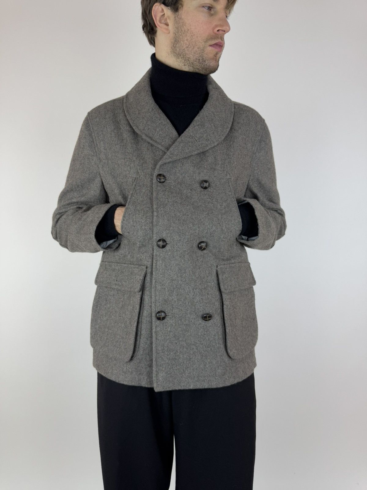 Jasper Conran JASPER CONRAN Wool Coat Double-breasted Tweed Overcoat Size US XL / EU 56 / 4 - 3 Thumbnail